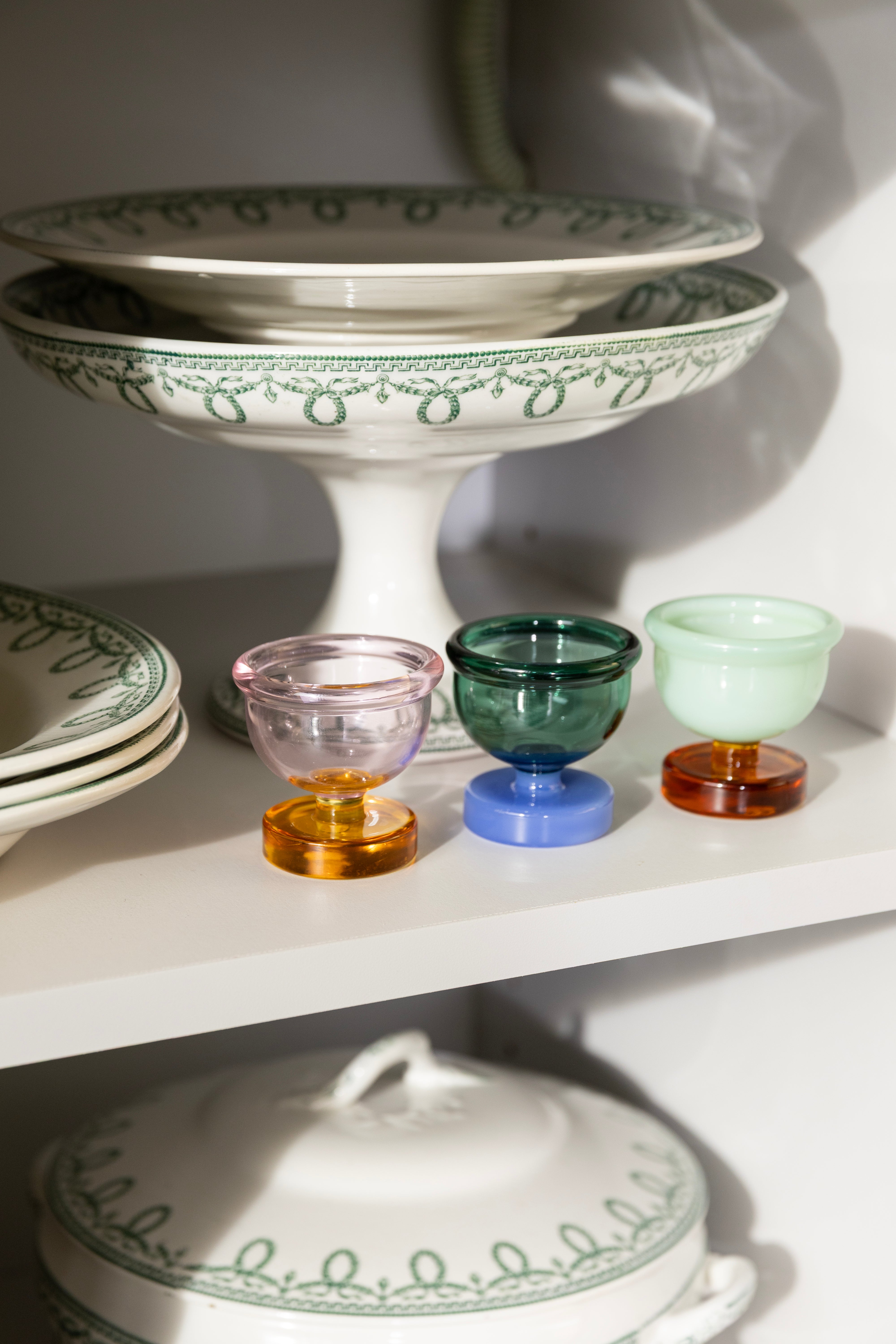 Egg cups CANTINE green with amber