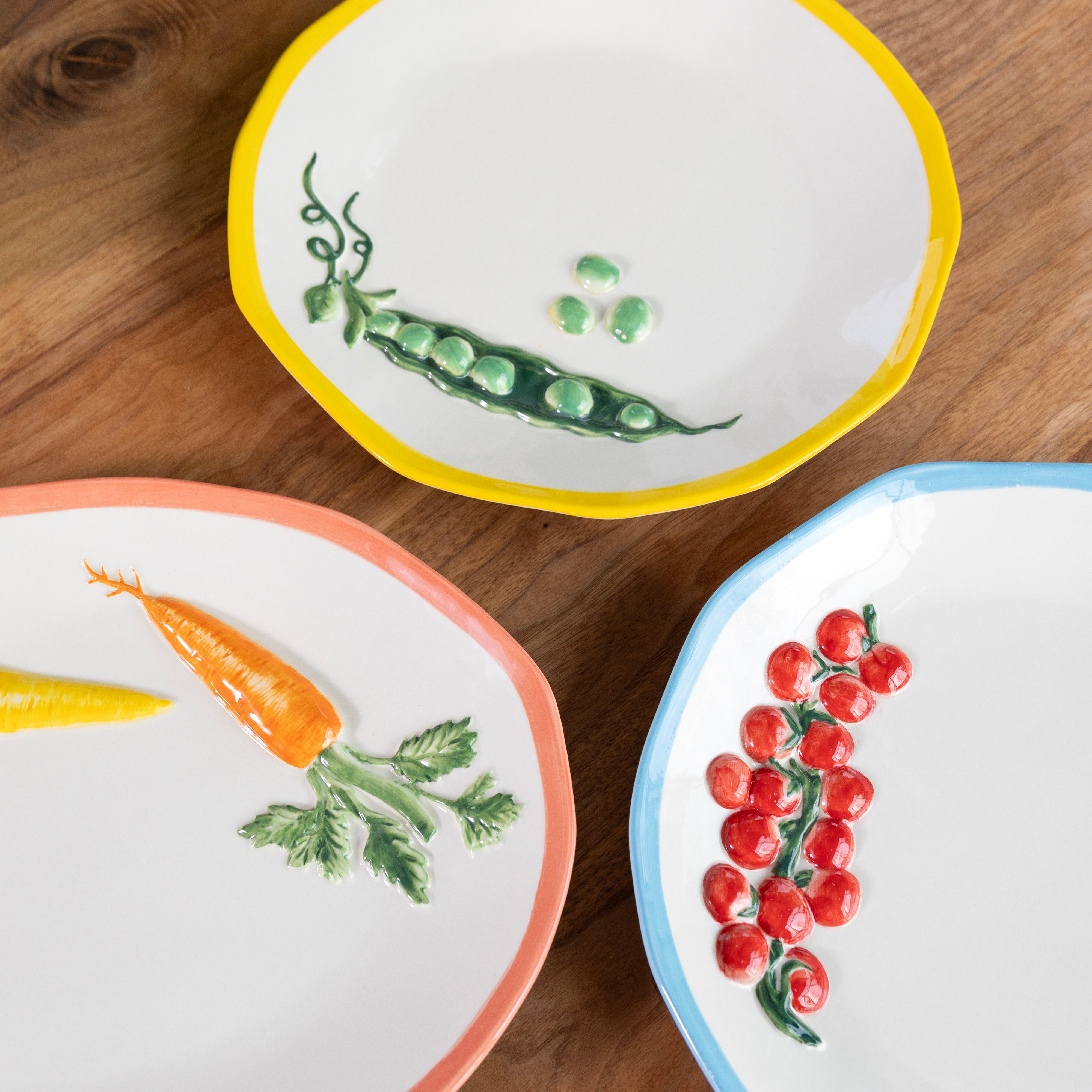 Serving Plate CAROTA white with orange and green