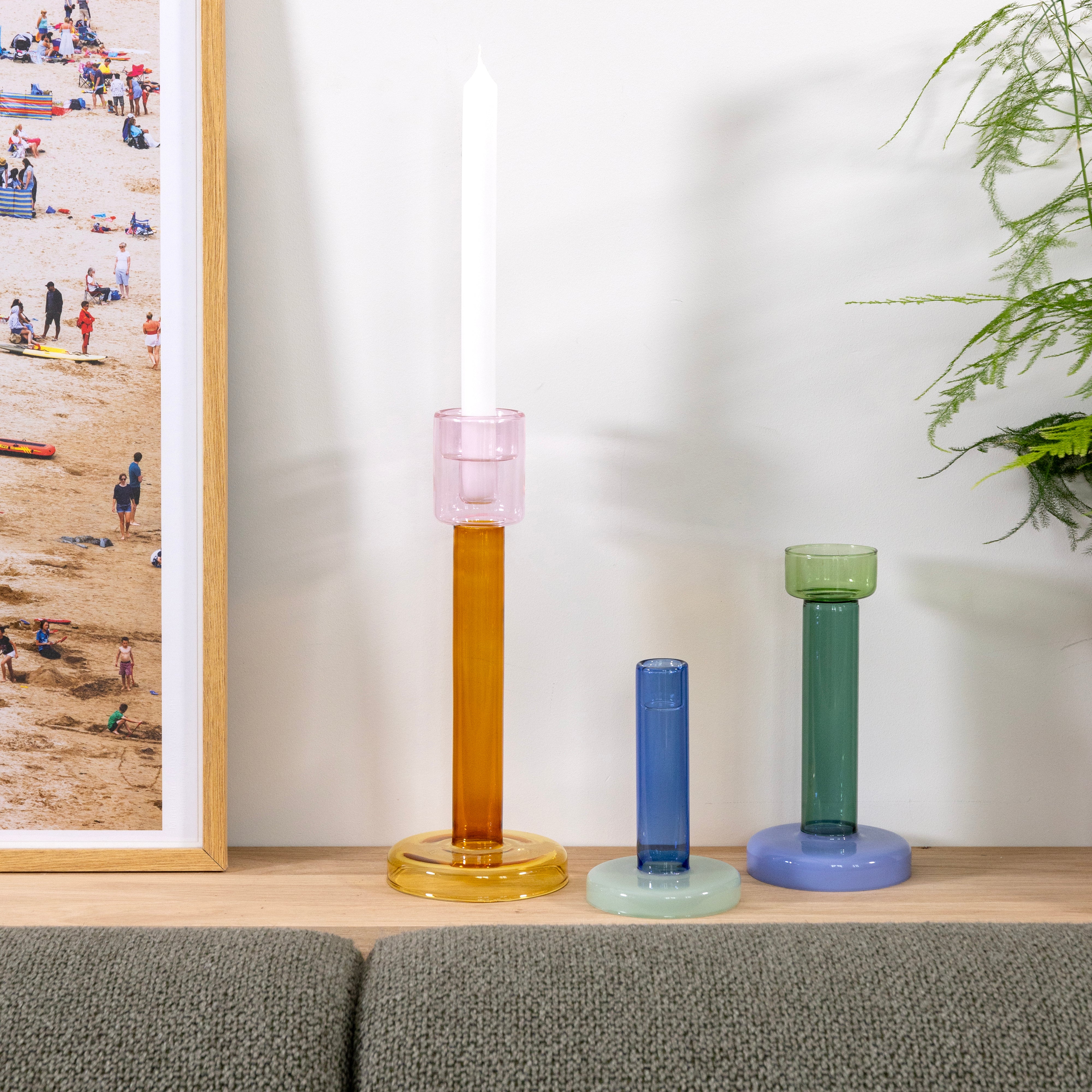 Svícen BOLE oranžový s růžovým