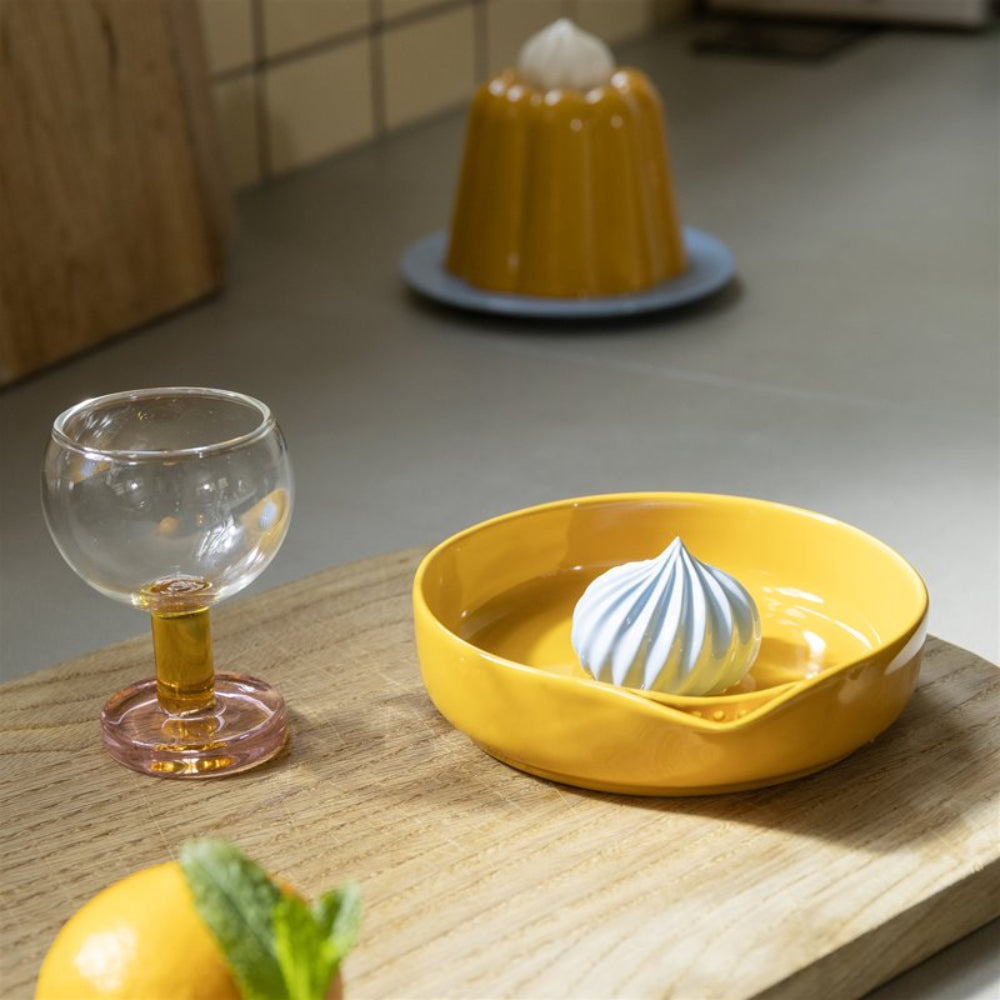 Wyciskarka do cytrusów PUDDING pomarańczowy z błękitnym – styl minimalistyczny