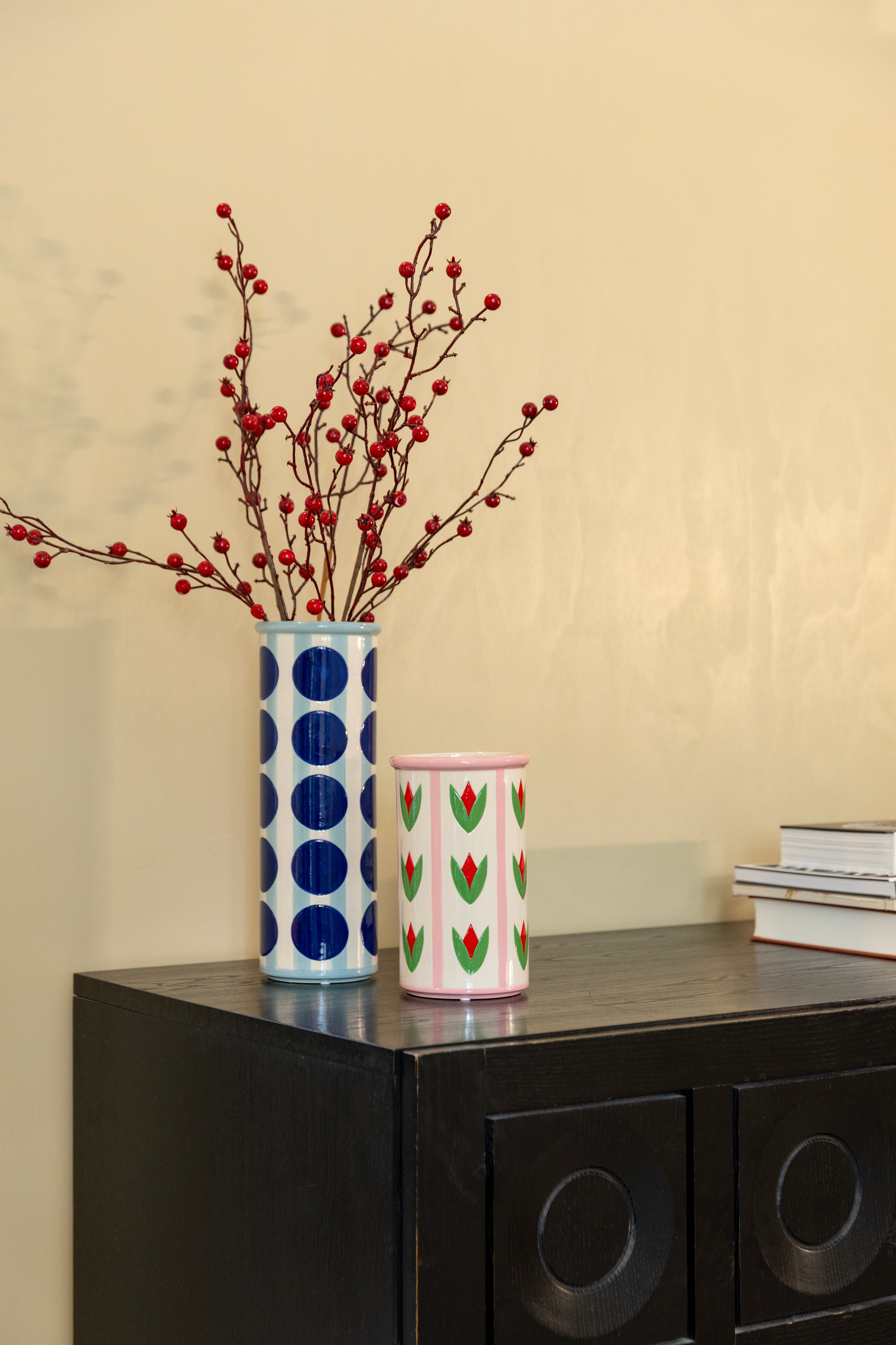 PATCH DOT vase blue with white