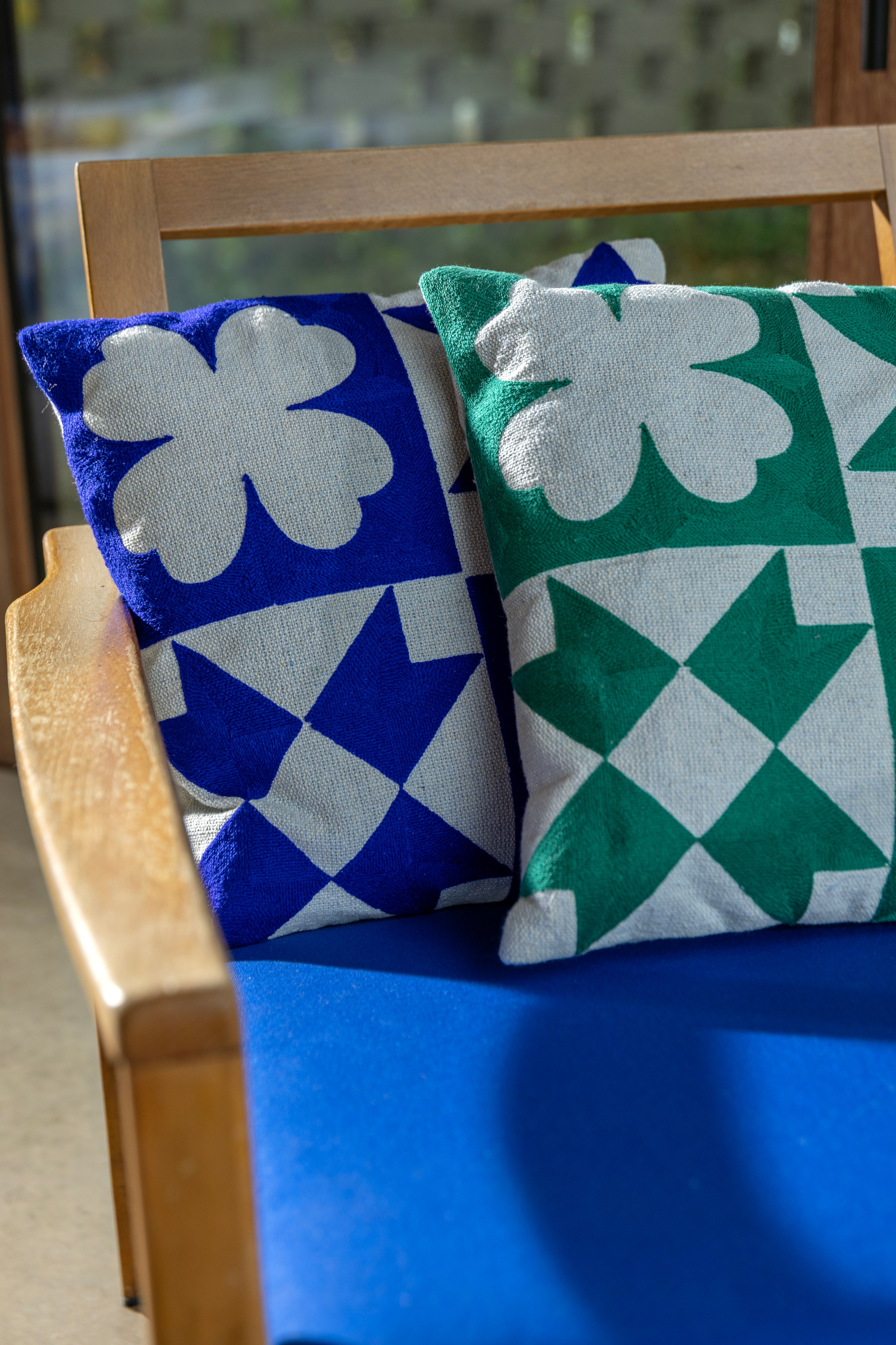 Povlak na polštář QUILT modrý s bílou