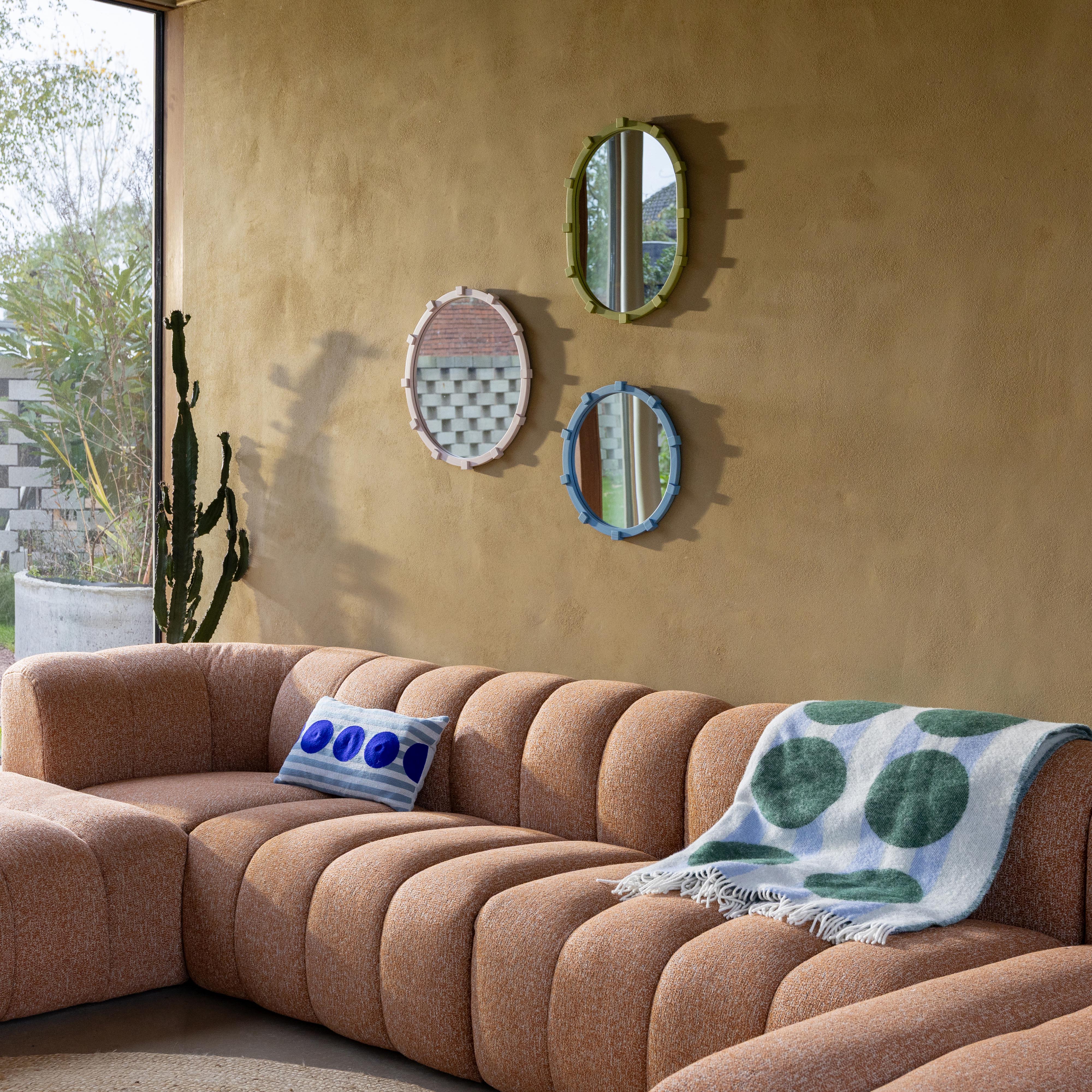 Ovalné zrcadlo CHUNK zelené dřevo