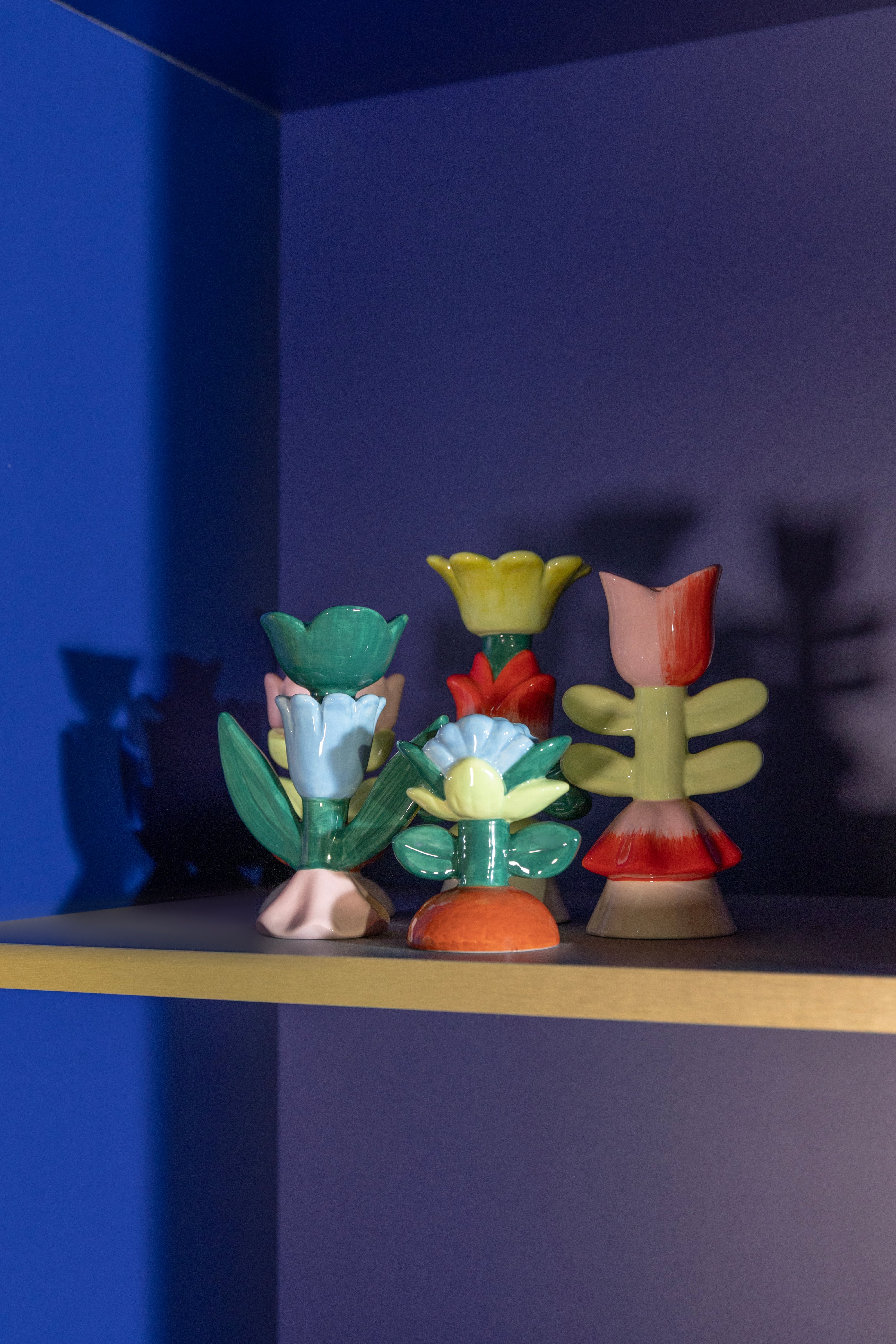 Svícen BLUME zelený s červenou a růžovou