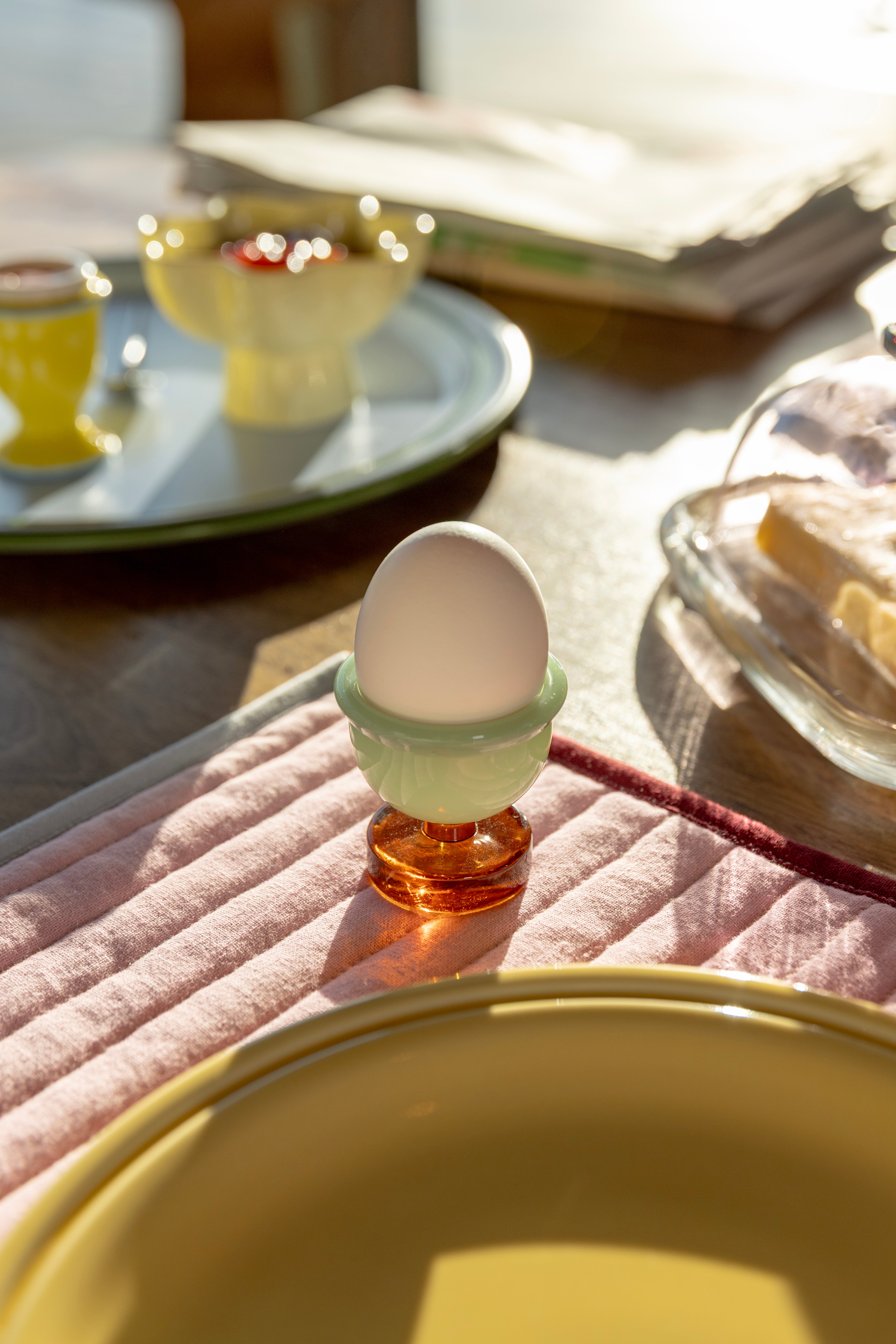 Egg cups CANTINE green with amber