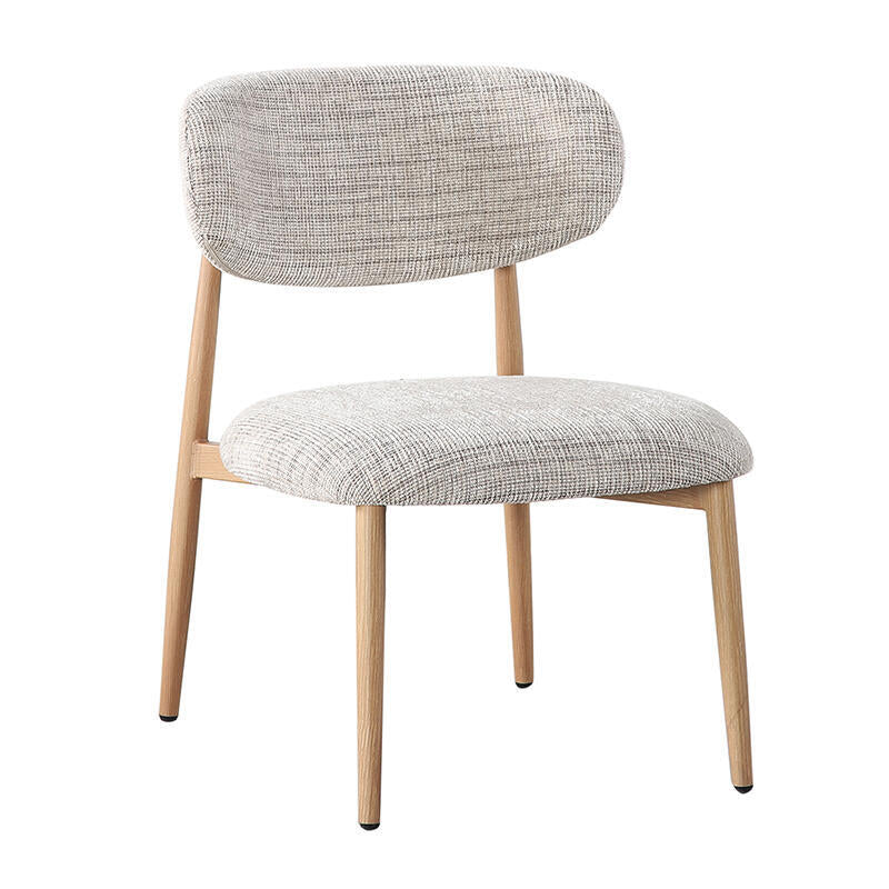 JAPANDI Armchair in Gray-Beige with Wooden Base