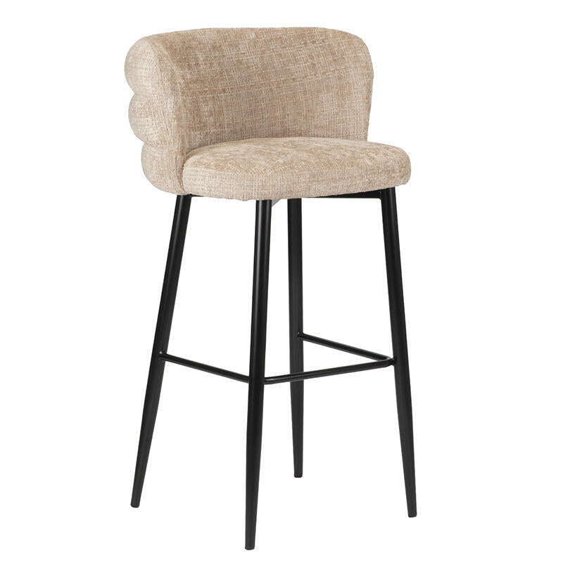 CLOUD Cream Beige Stool with Black Base