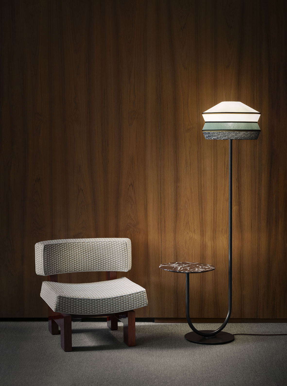 Lampa se stolíkem CALYPSO ANTIGUA mátová s bordó mramorem