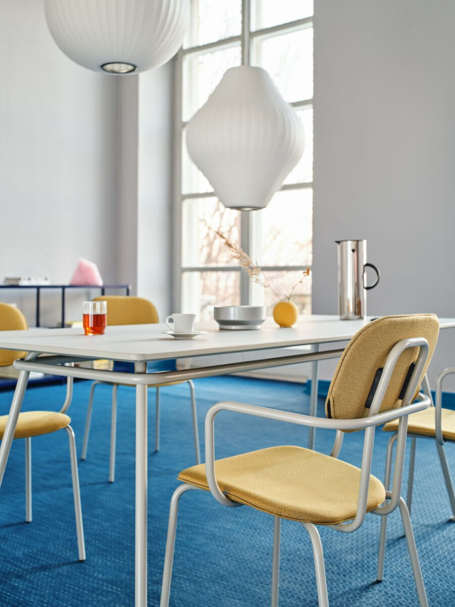 Stół prostokątny NEW SCHOOL metalowa podstawa – .mdd