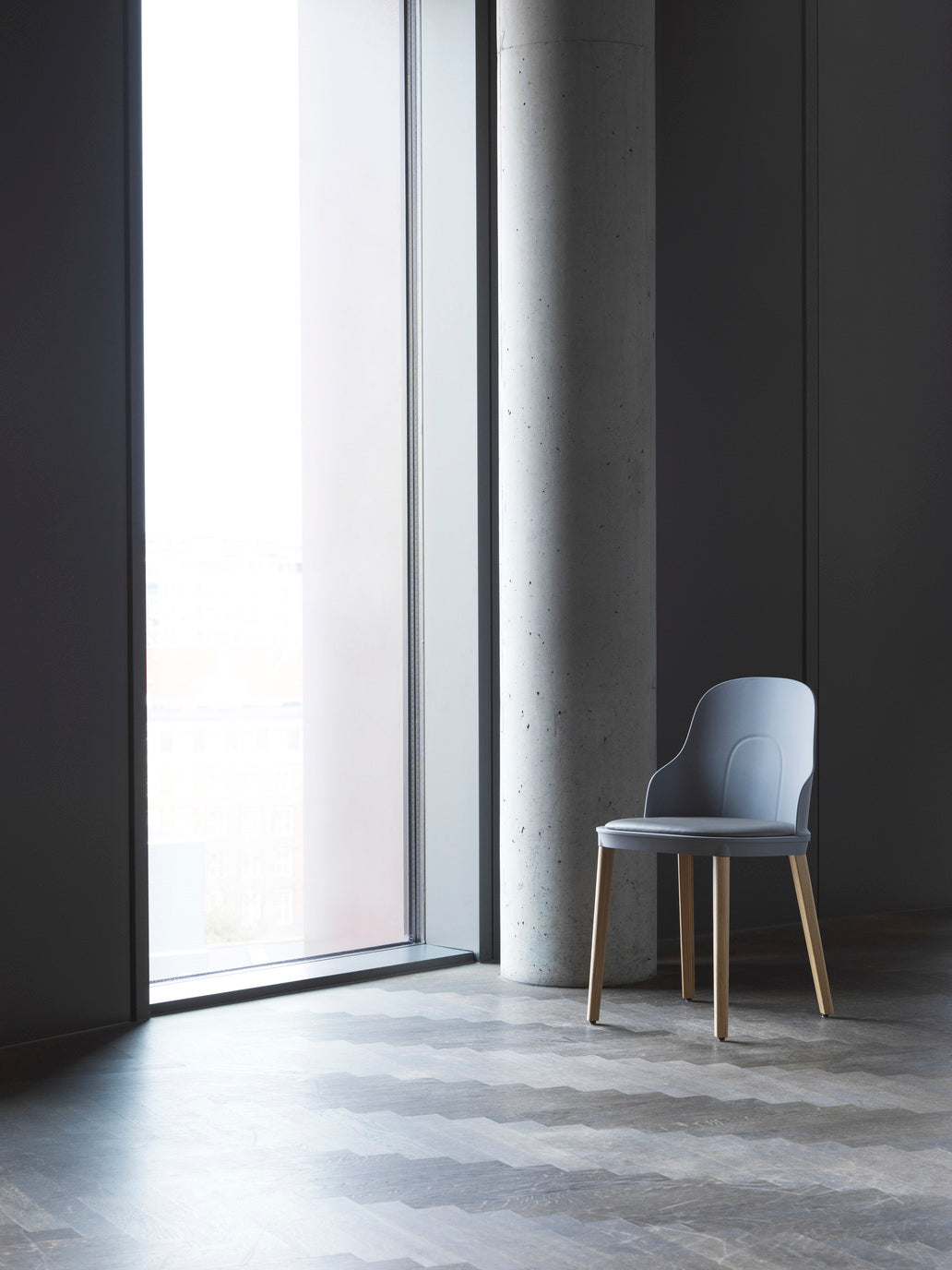 Allez Green chair with wicker and oak base