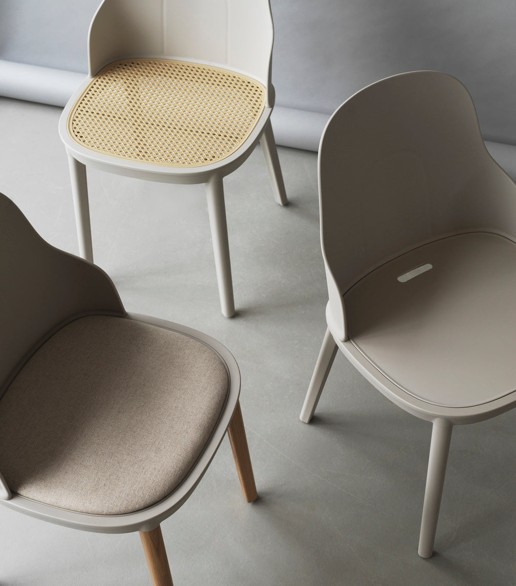 Chair Allez gray with wicker and oak base