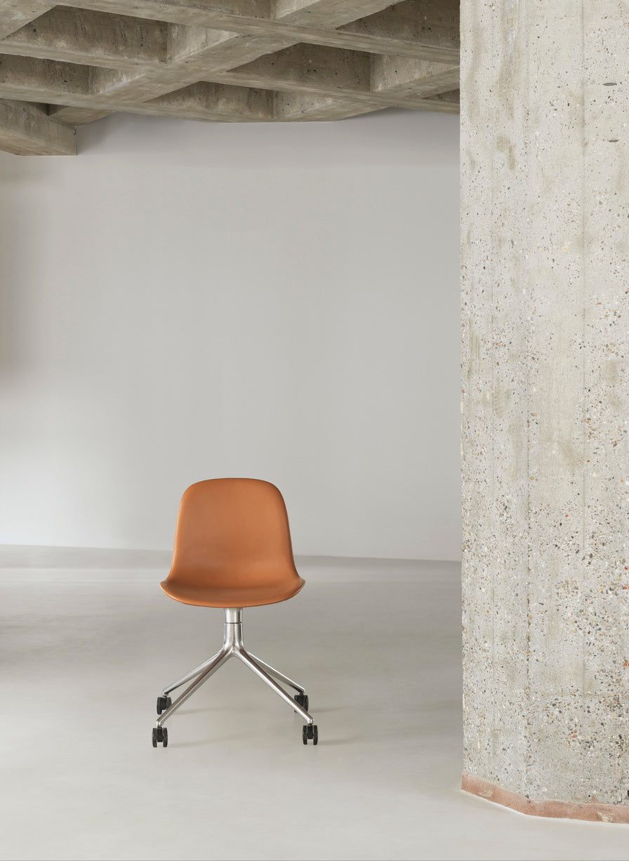 4W Blue Form Office chair with an aluminum base on wheels