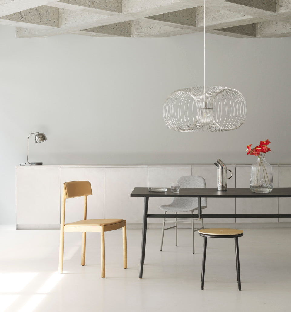 Circa beige stool with a black base