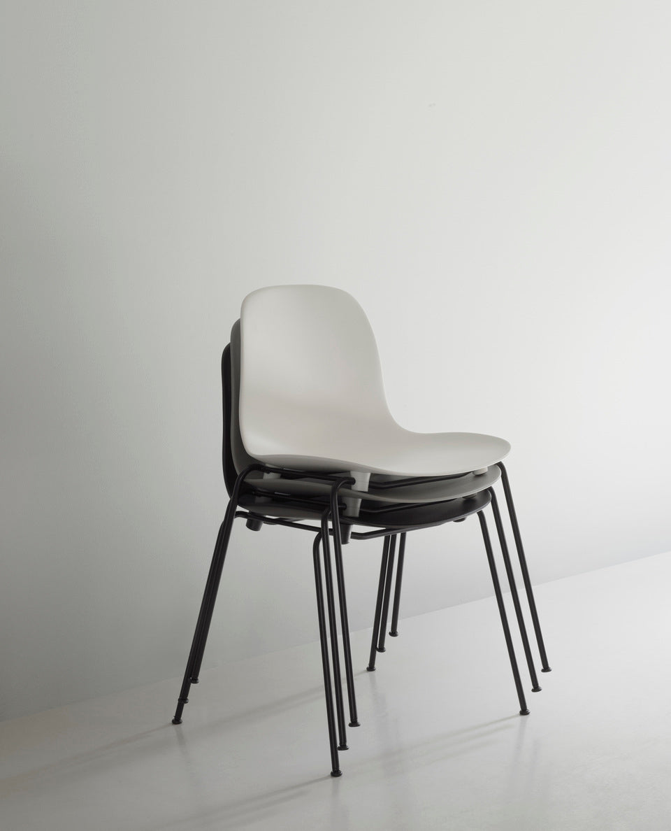 Chair of Forms Stacking light gray with a black base