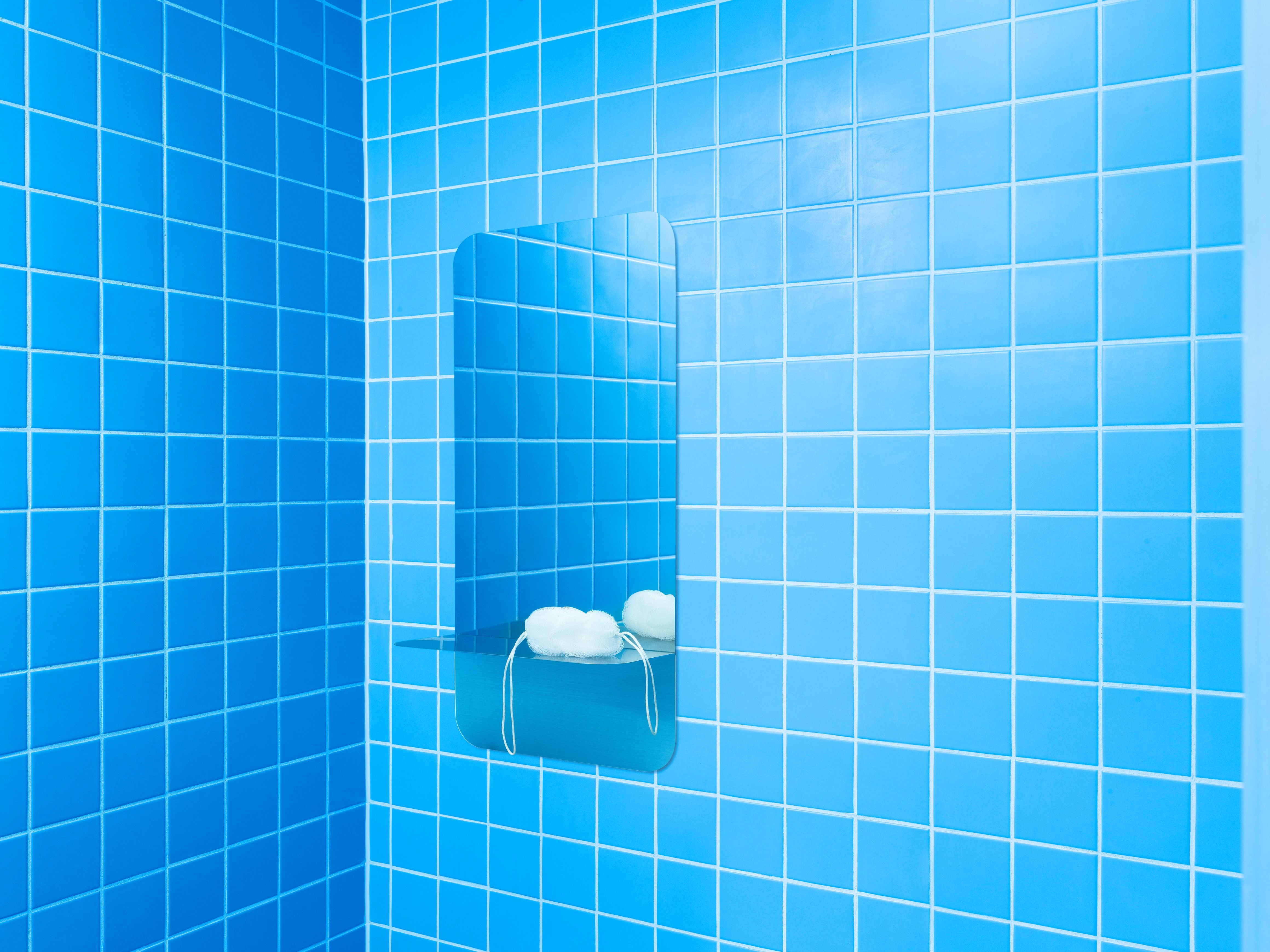 HORIZON VERTICAL Mirror with Shelf Silver