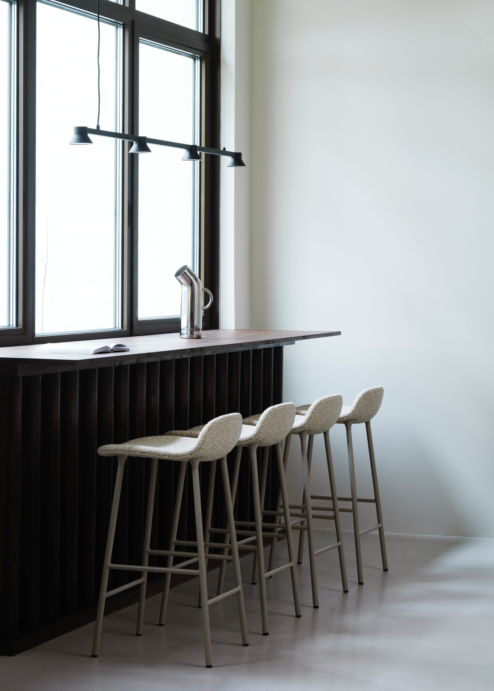 Upholstered forms with a sea blue base