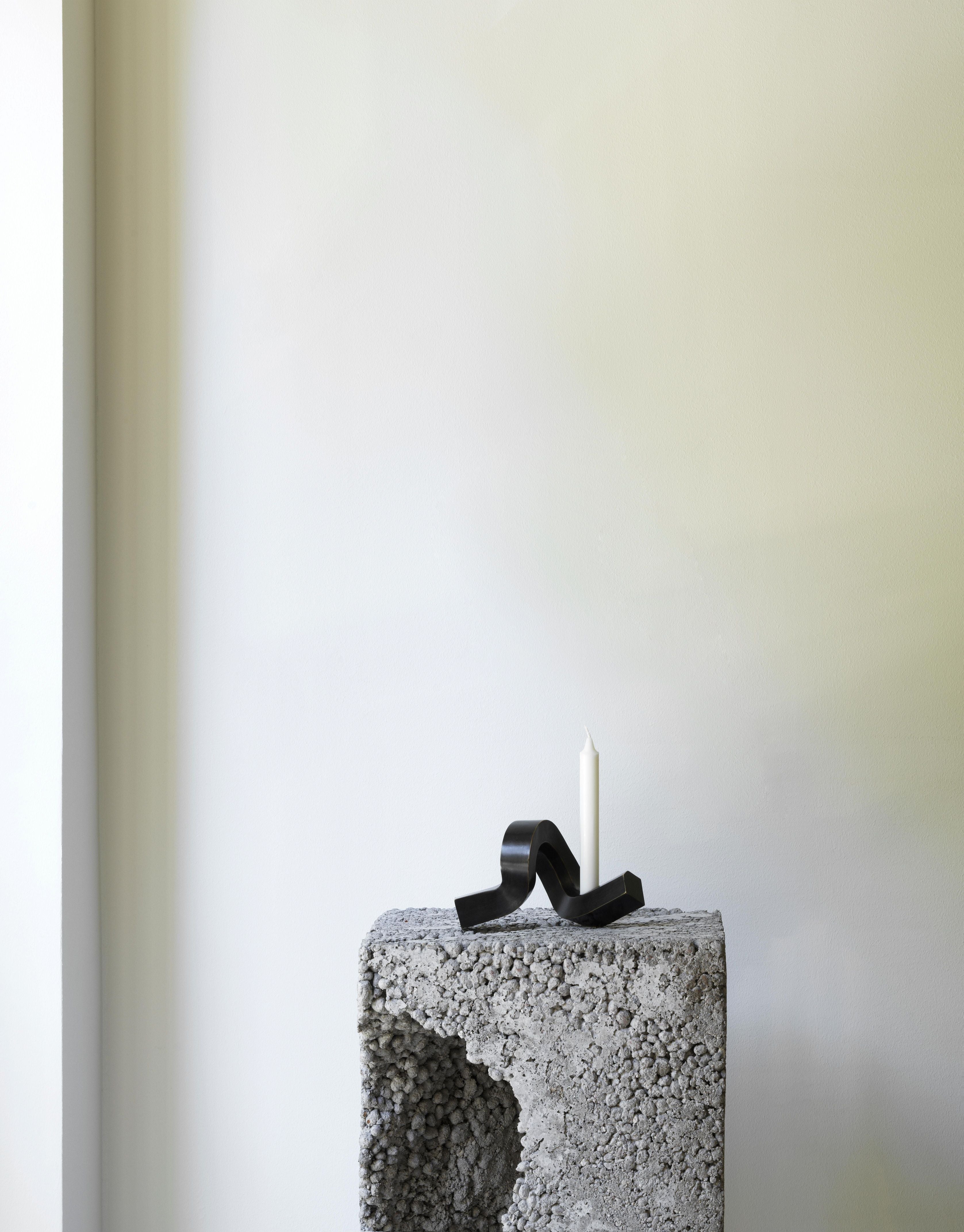CROOKED ONE Candle Holder in Antiqued Brass