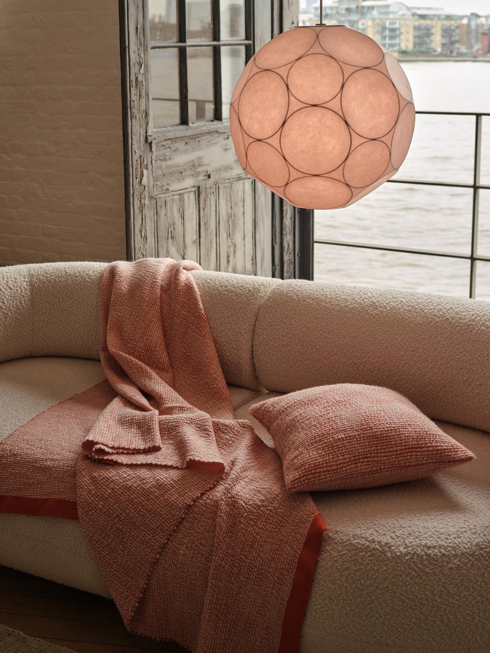 Thread Cream Blanket with Orange