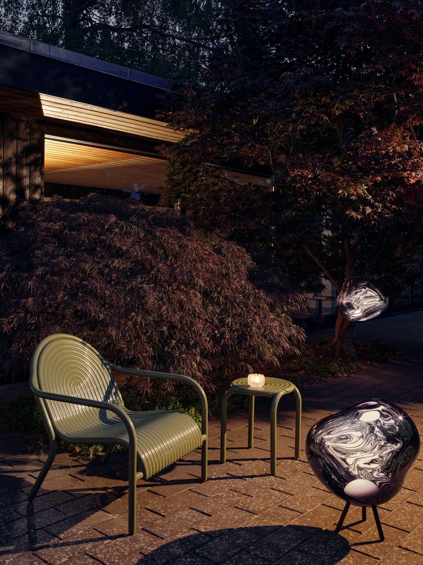 Zelené venkovní křeslo GROOVE