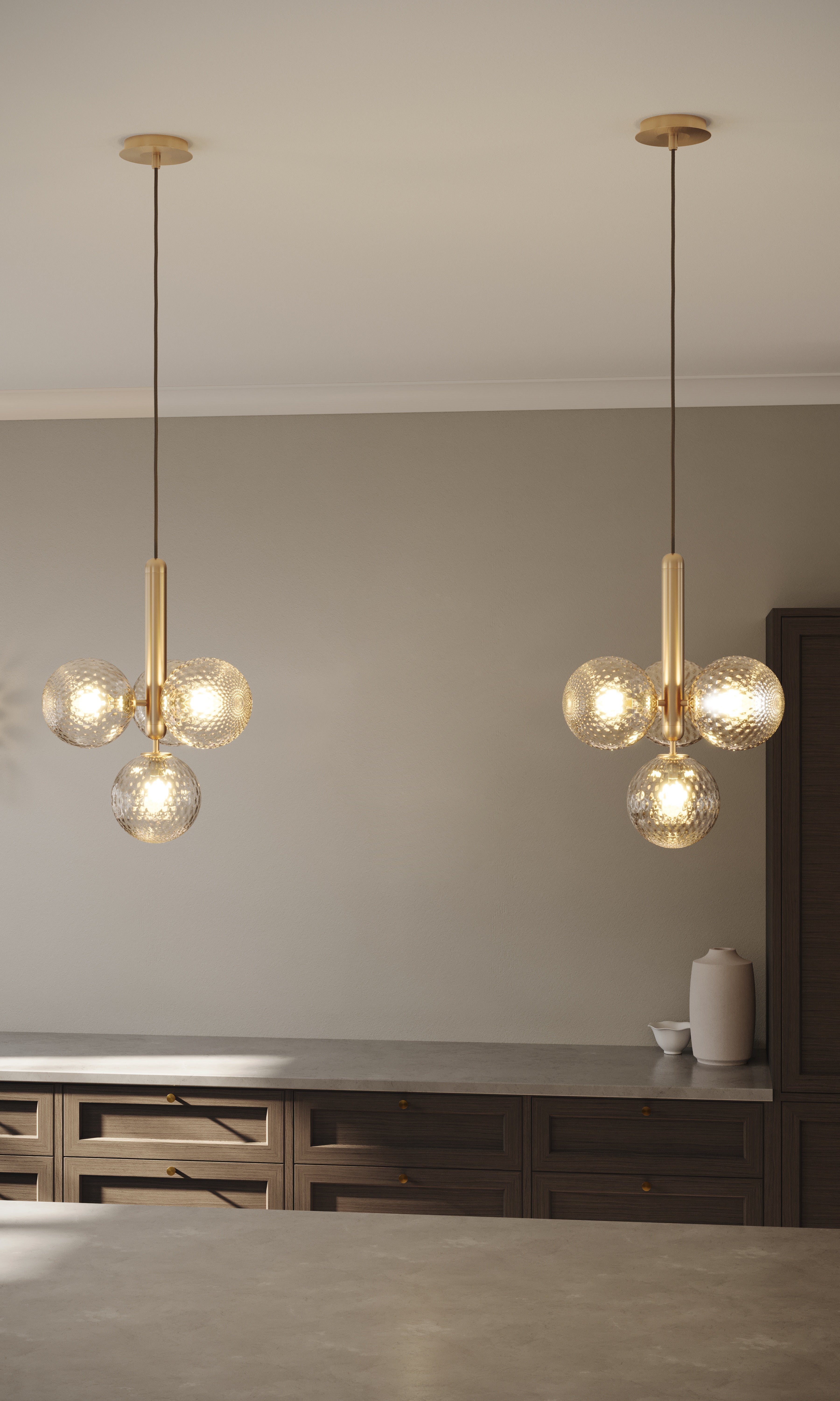MIIRA 4 Pendant Lamp in Brass with Transparent Glass