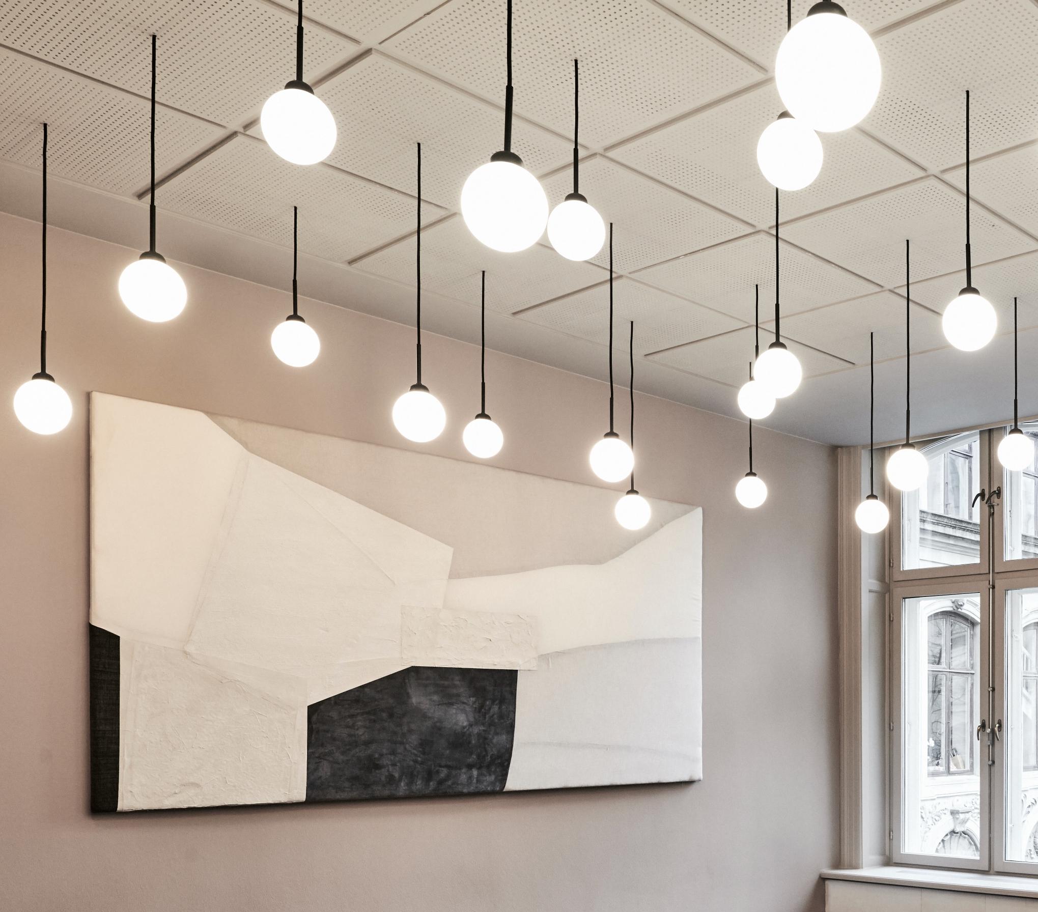 APIALES Black Pendant Lamp with Opal Glass