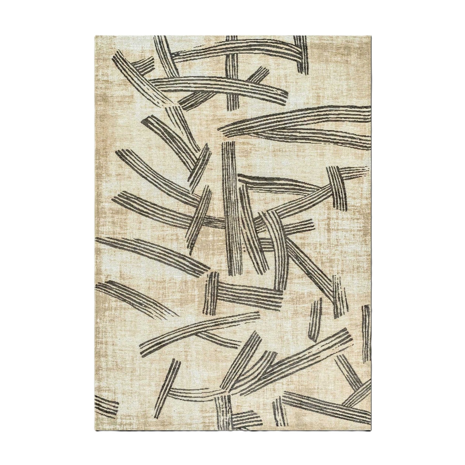 KANJI Beige Rug with Black