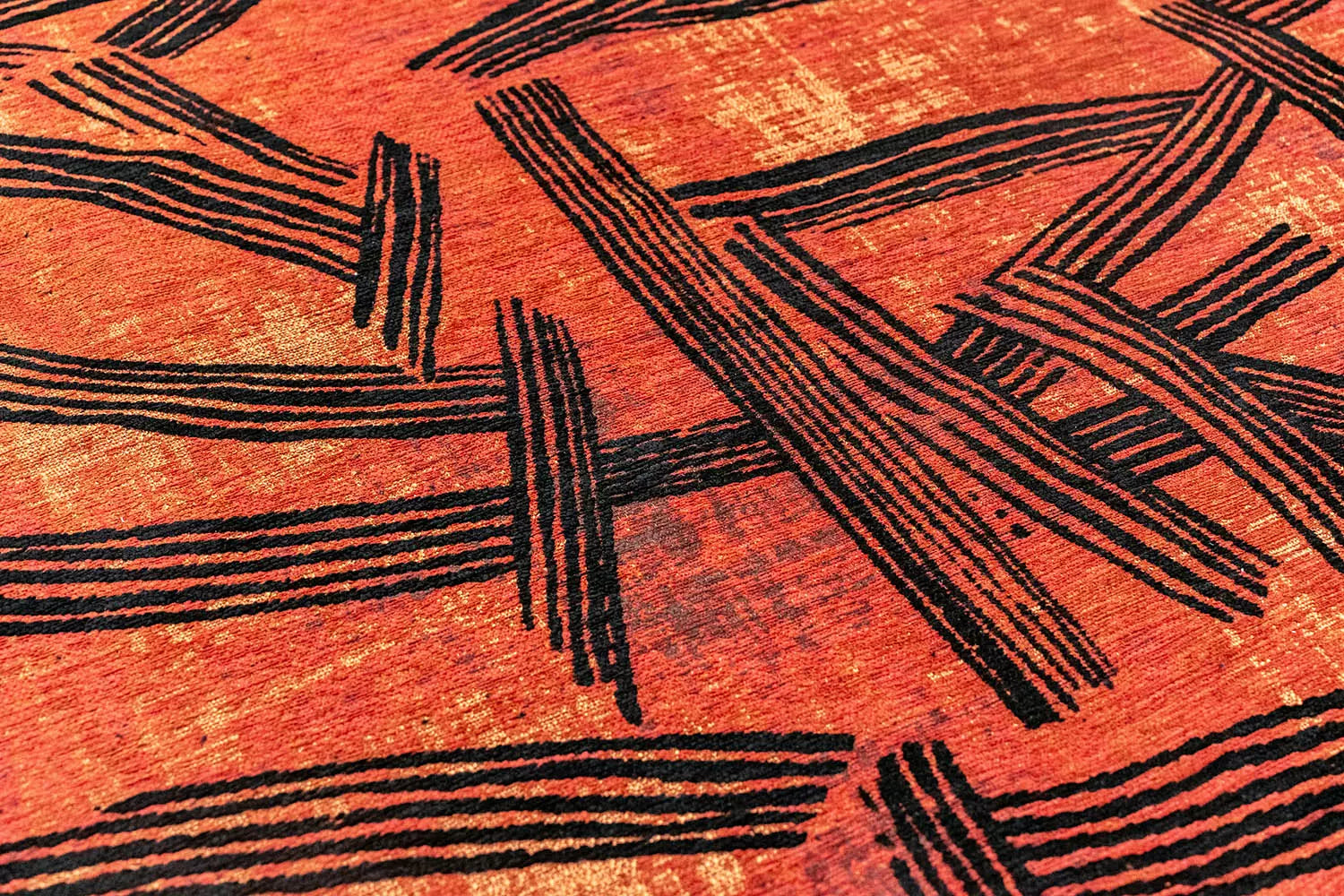 Round Carpet KANJI Orange with Black