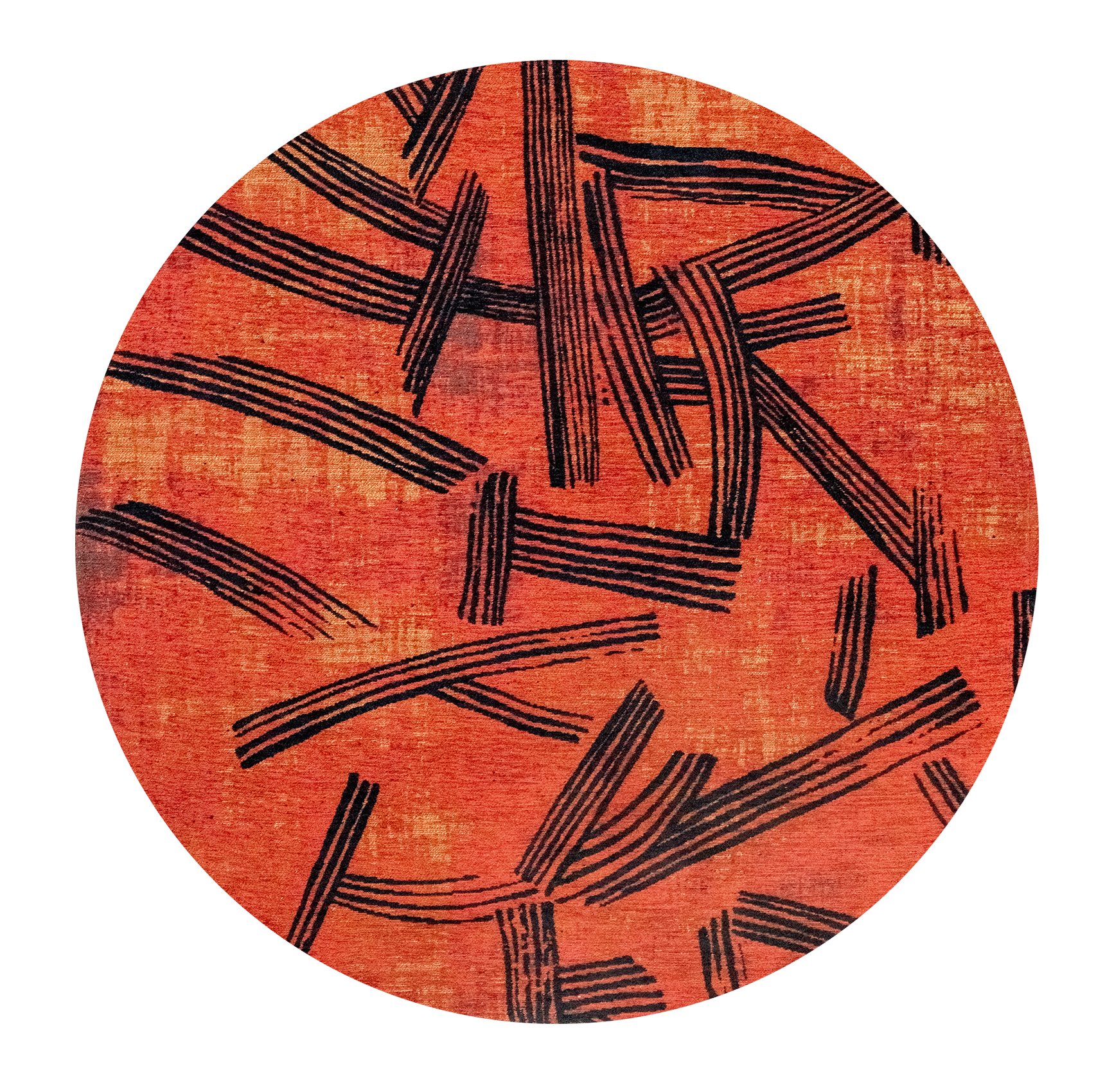 Round Carpet KANJI Orange with Black