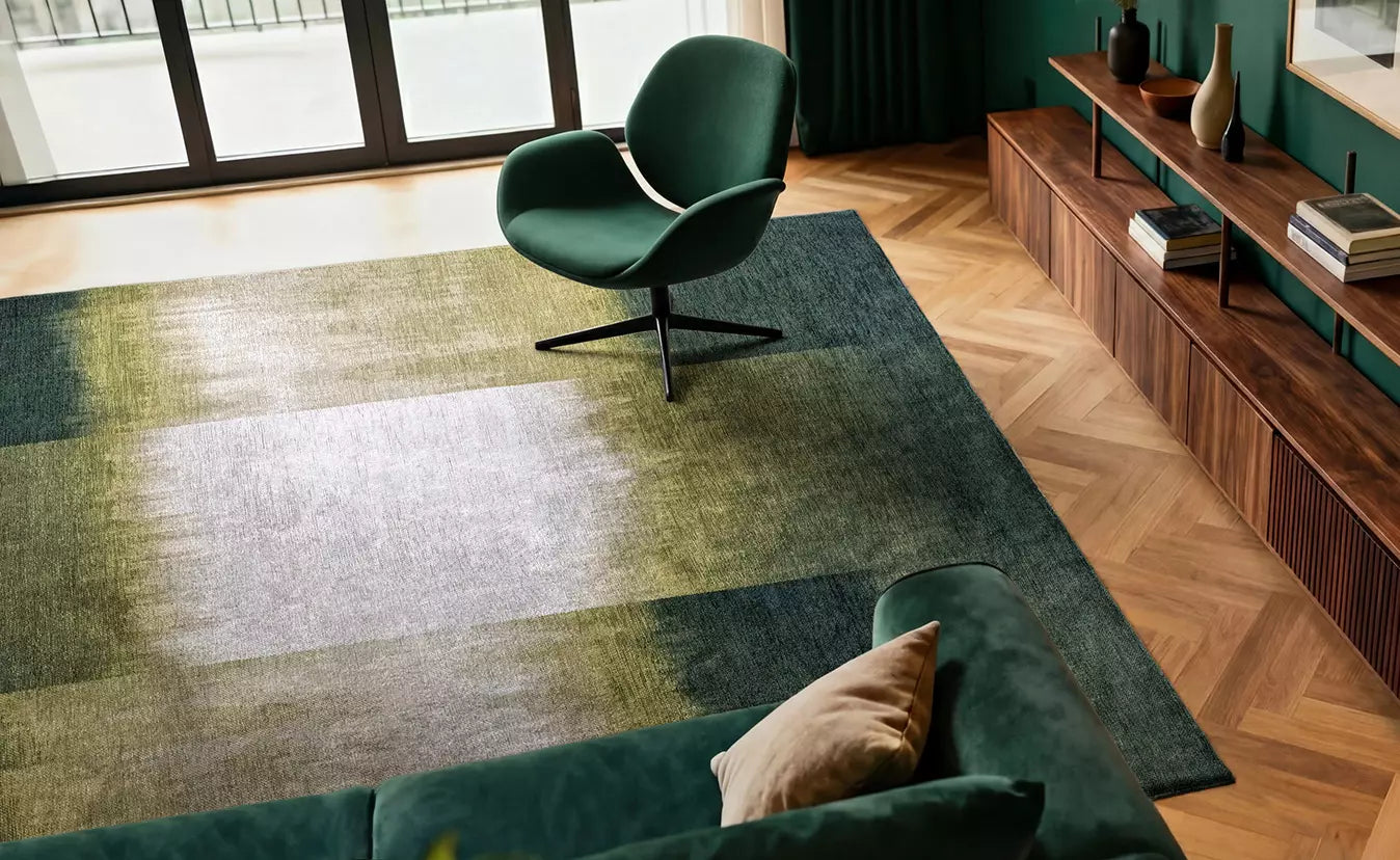 SENDAI Green and White Rug