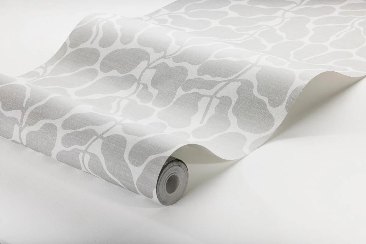 Papírová flizelinová tapeta s rostlinným vzorem MOJE TAJNÁ ZAHRADA šedá s bílou