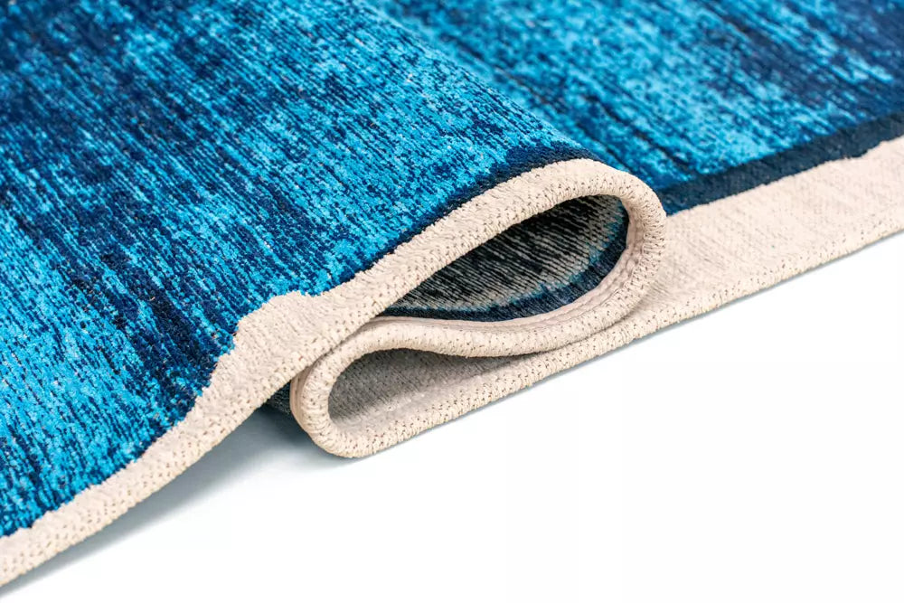 BRUSH Blue and Beige Rug