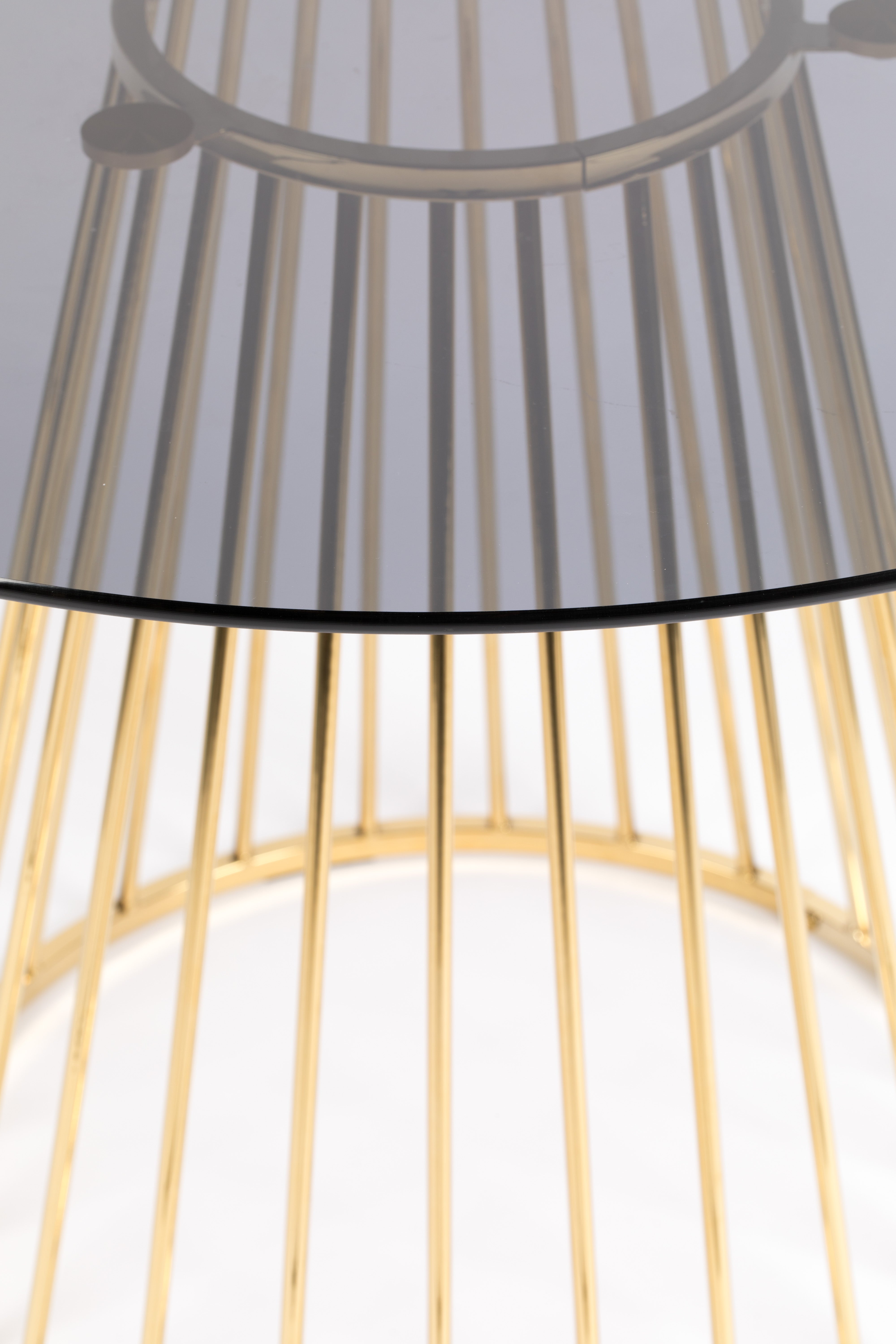 Kulatý stůl FLORIS černé sklo se zlatou základnou