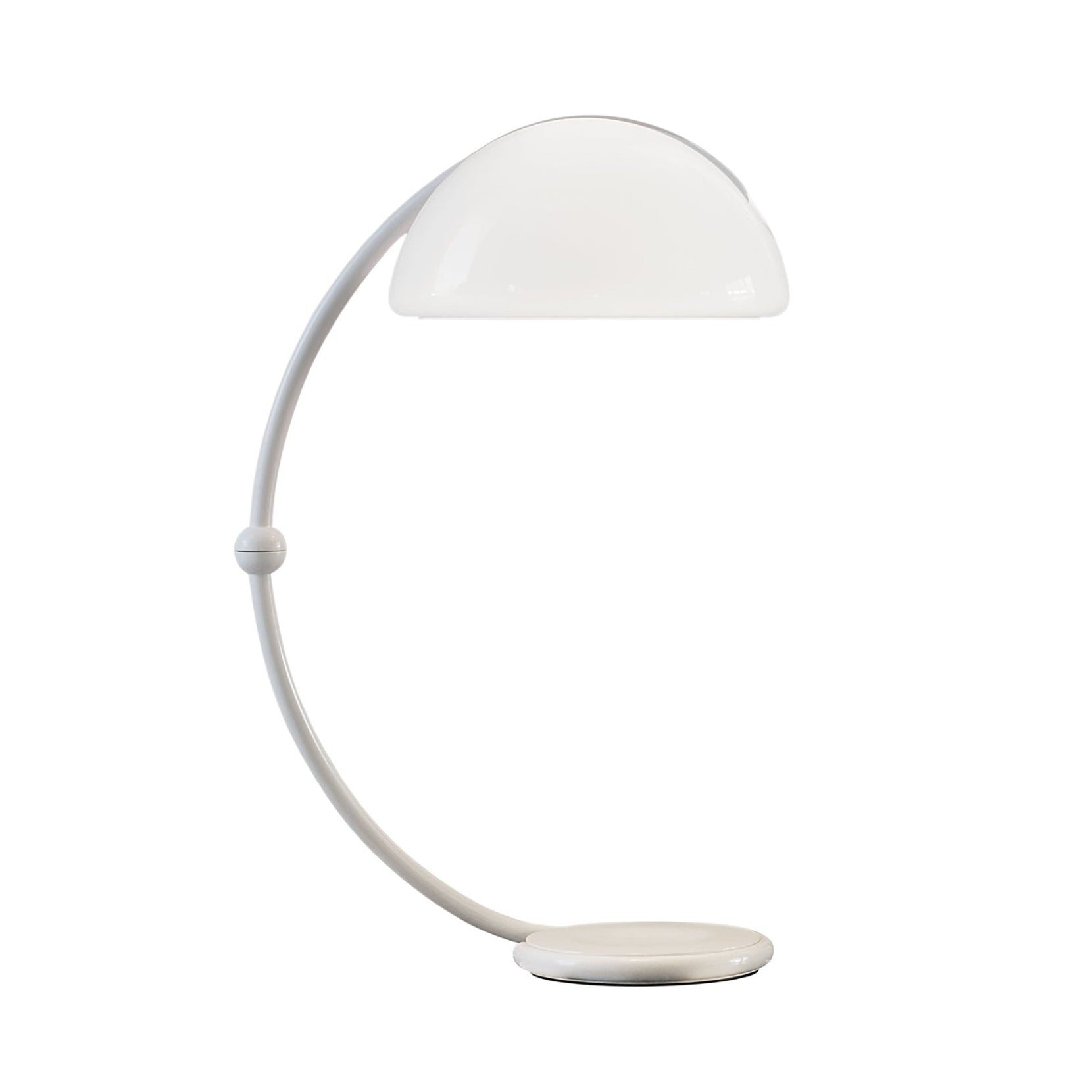 Podlahová lampa SERPENTE s opálovým stínidlem a bílým podstavcem