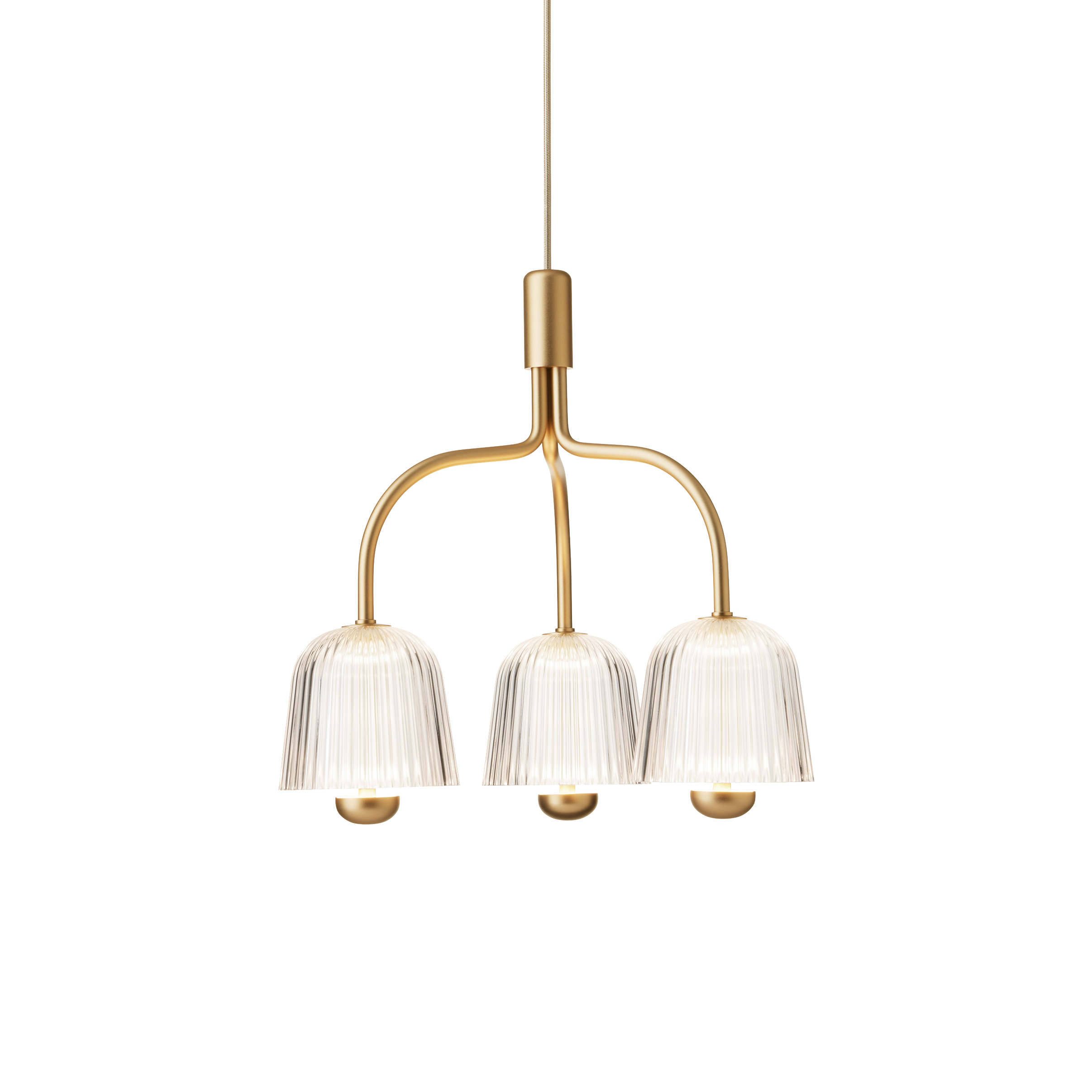 Lampa visící ASTEEA 3 zlatá s transparentním
