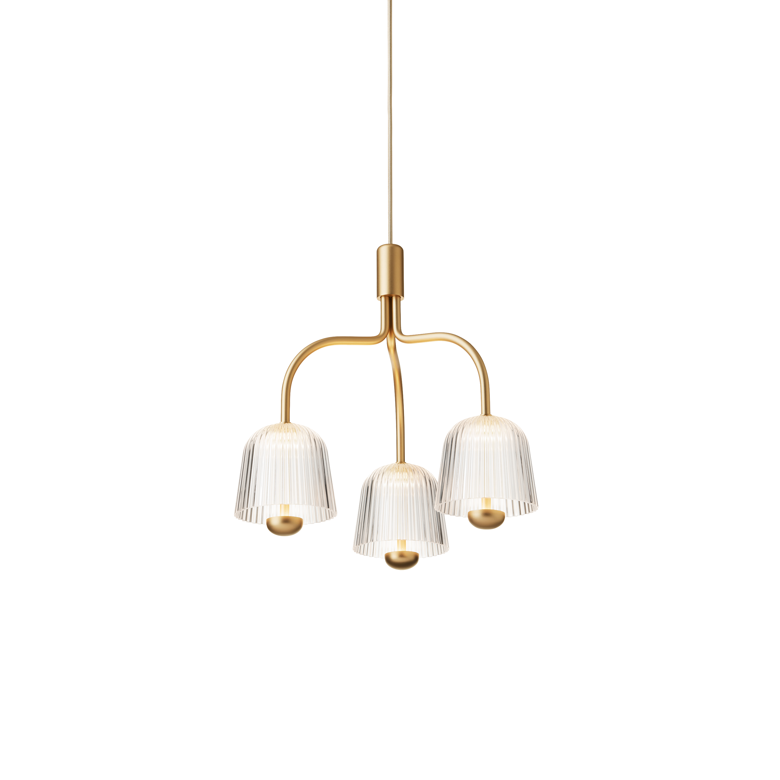 Lampa visící ASTEEA 3 zlatá s transparentním