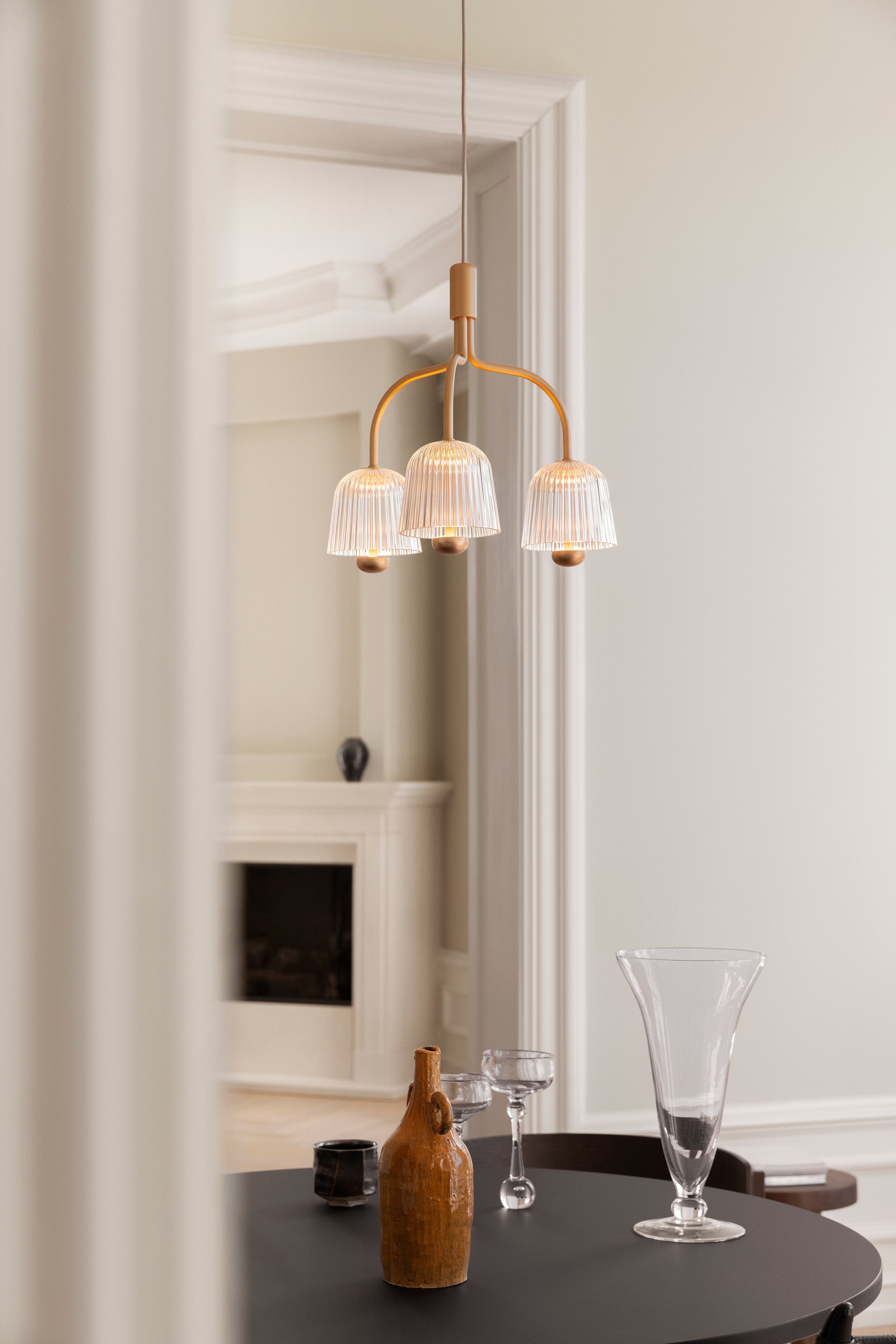 Lampa visící ASTEEA 3 zlatá s transparentním