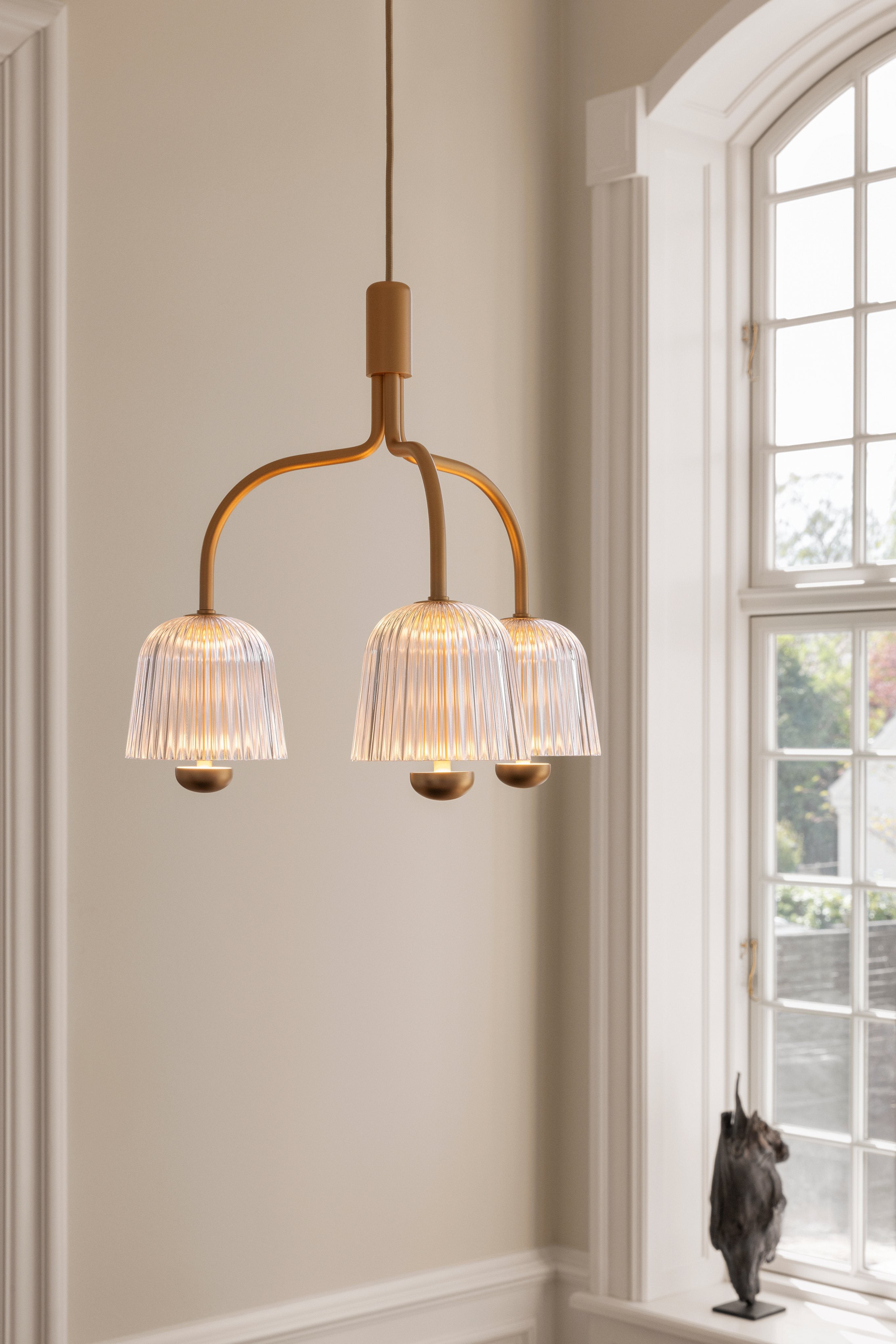 Lampa visící ASTEEA 3 zlatá s transparentním