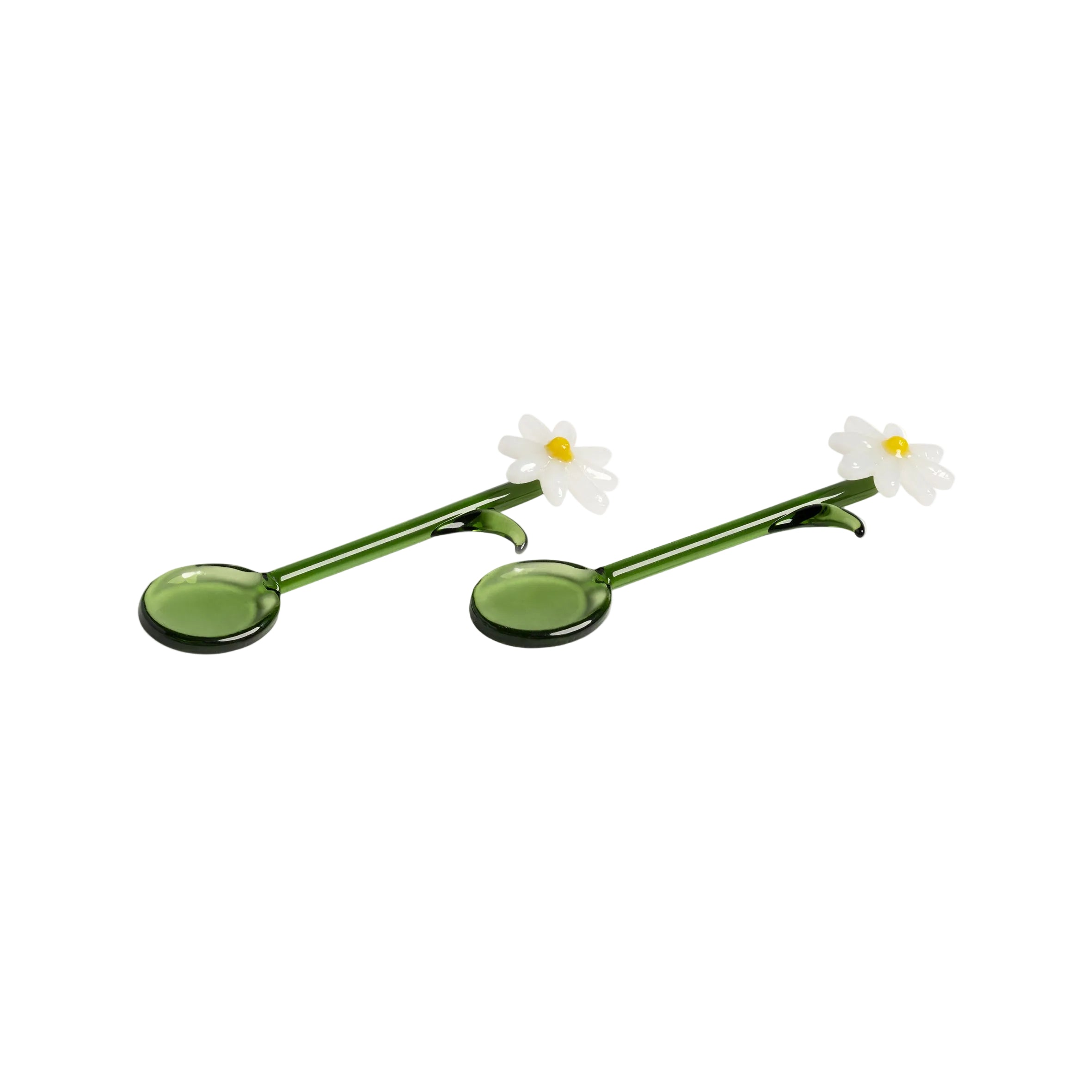 FLORA green and white teaspoons