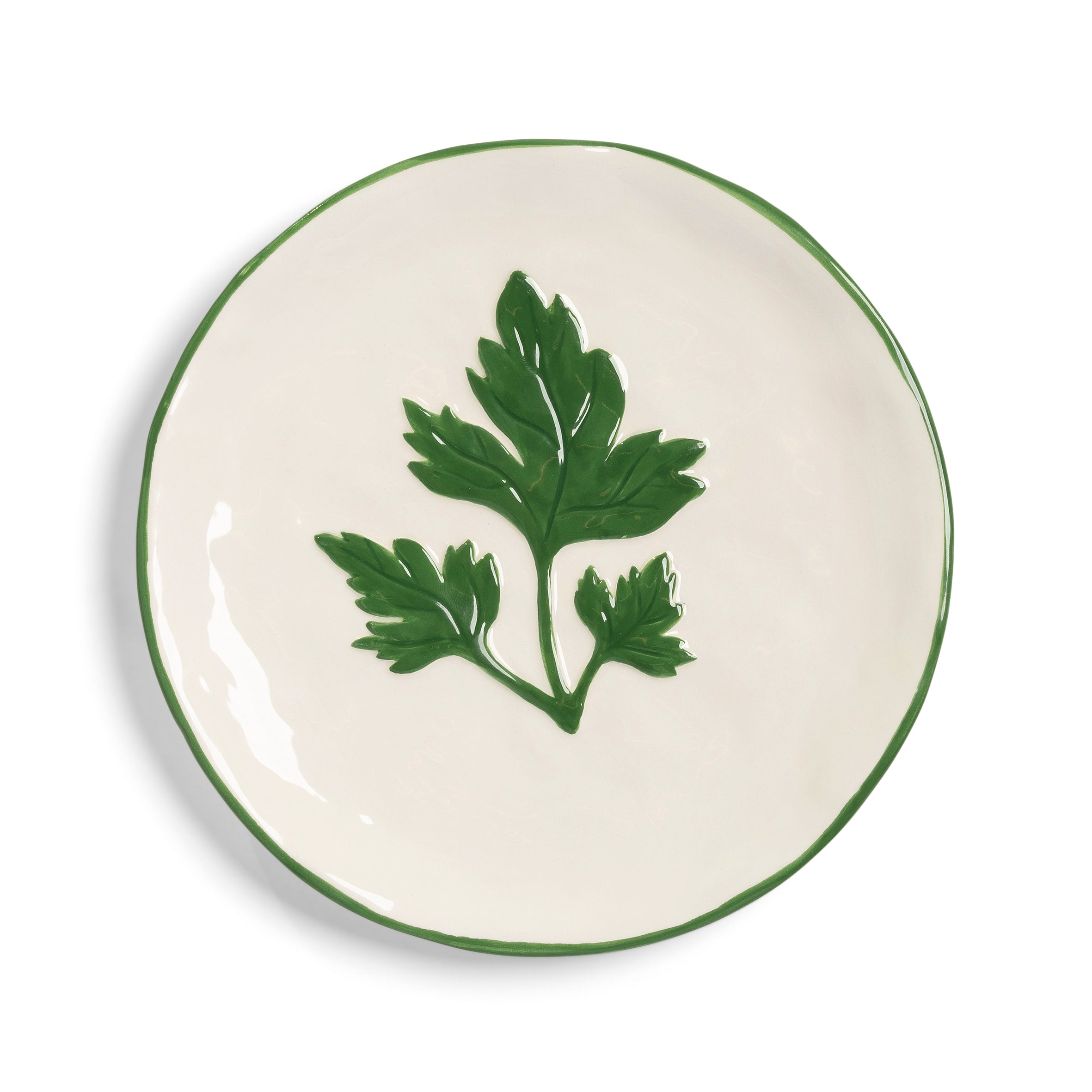 White colander with green base PARSLEY