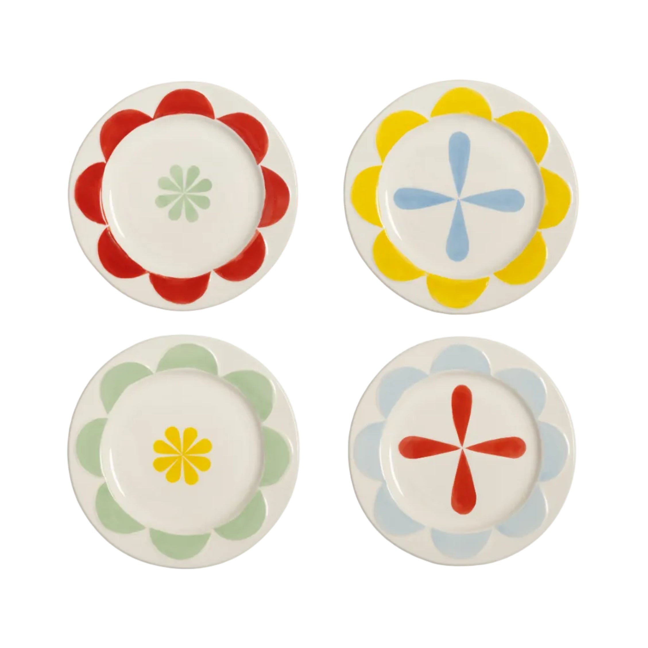 FOLK Colorful Porcelain Dessert Plate Set