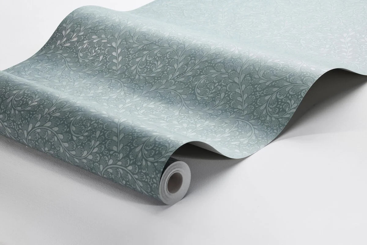 Tapeta s rostlinným motivem listů WILD FERNS modrá