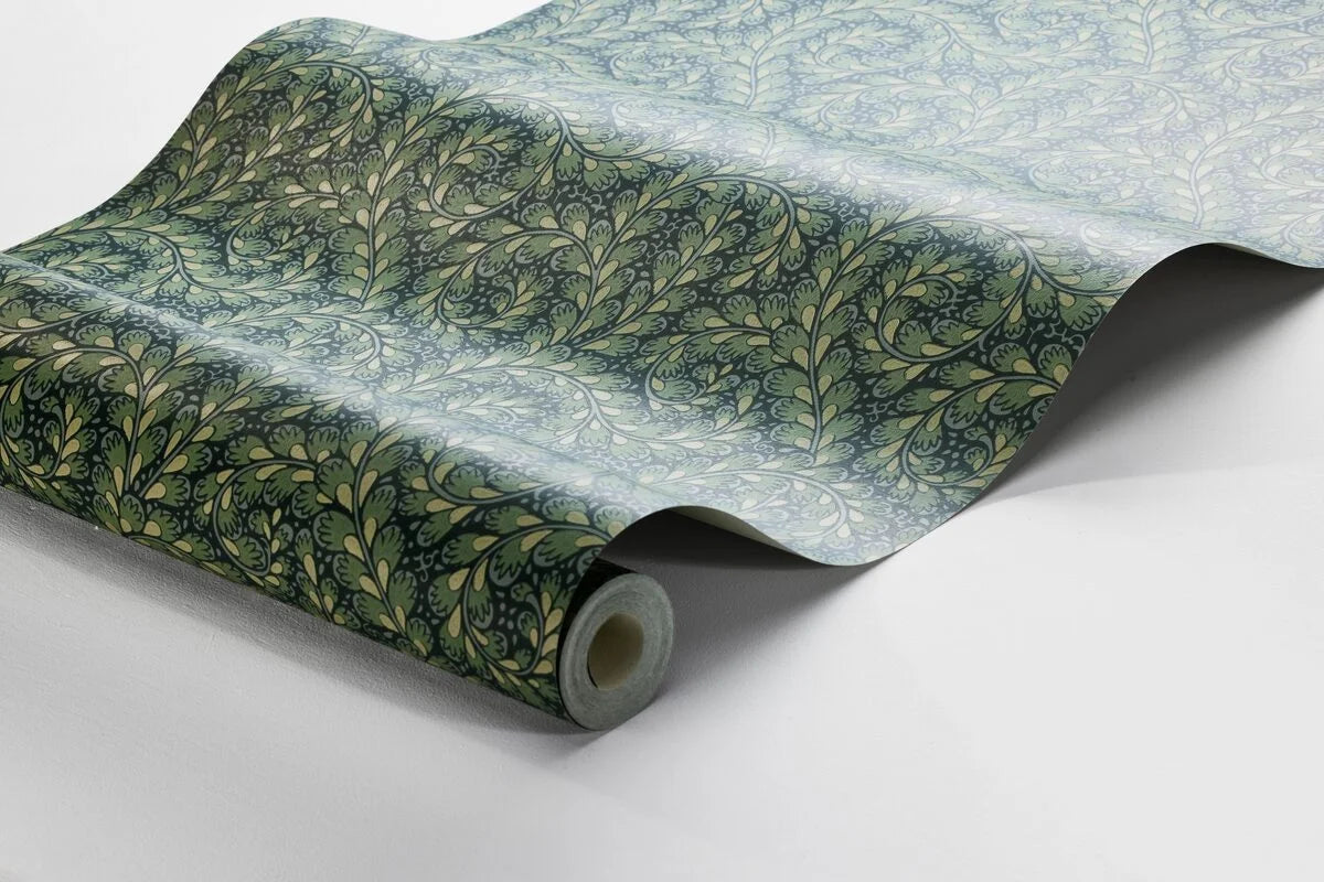 Tapeta s rostlinným motivem listů WILD FERNS zelená