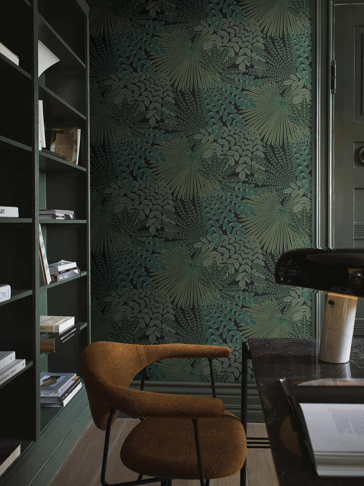 Tapeta s rostlinným motivem listů VELVET LEAVES zelená