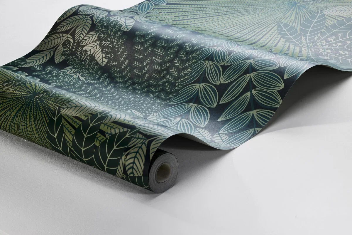 Tapeta s rostlinným motivem listů VELVET LEAVES zelená