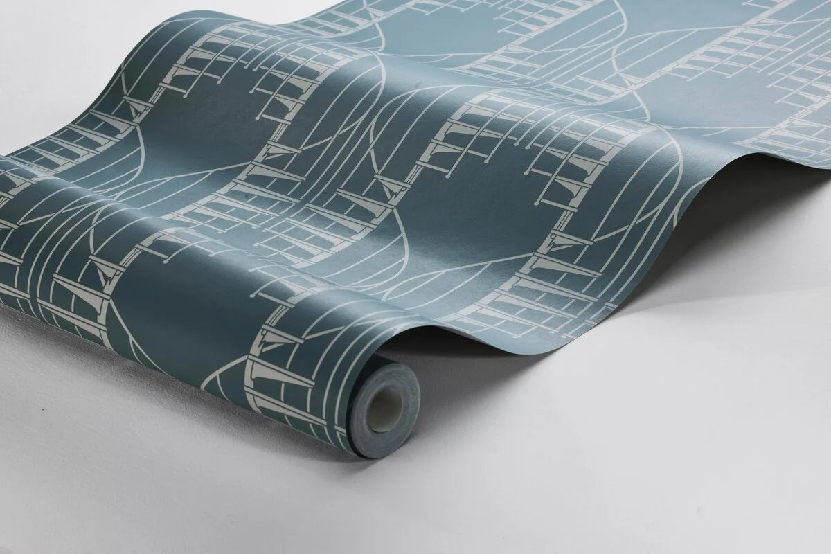 Tapeta s abstraktním vzorem STAIRCASE tmavě zelená