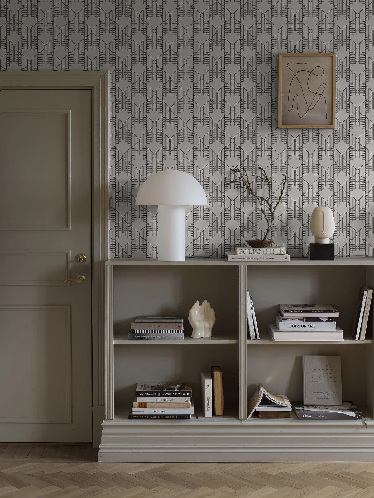 Tapeta s abstraktním vzorem STAIRCASE béžová s černou