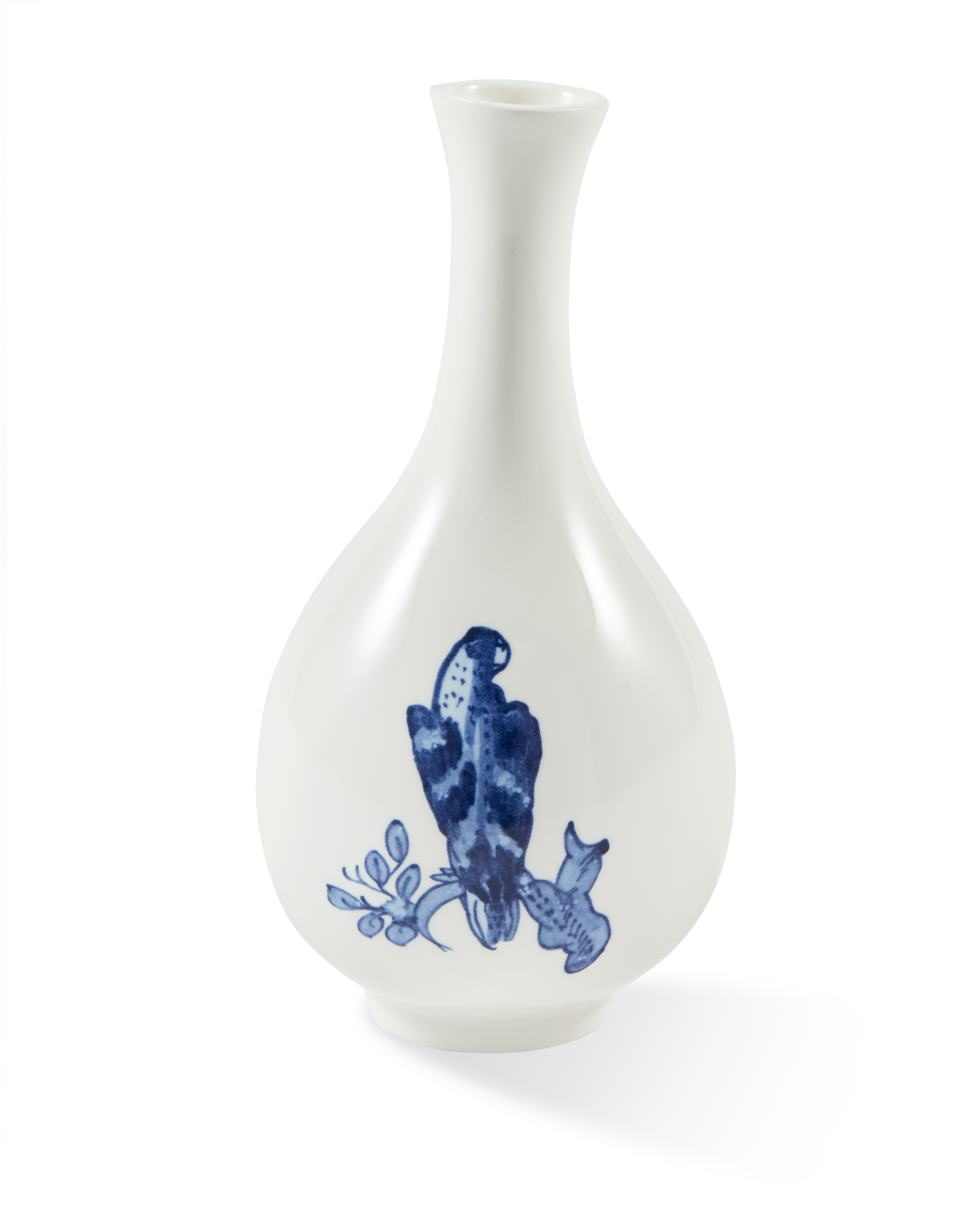 Váza MALÝ PTÁK bílá se žlutou a modrou