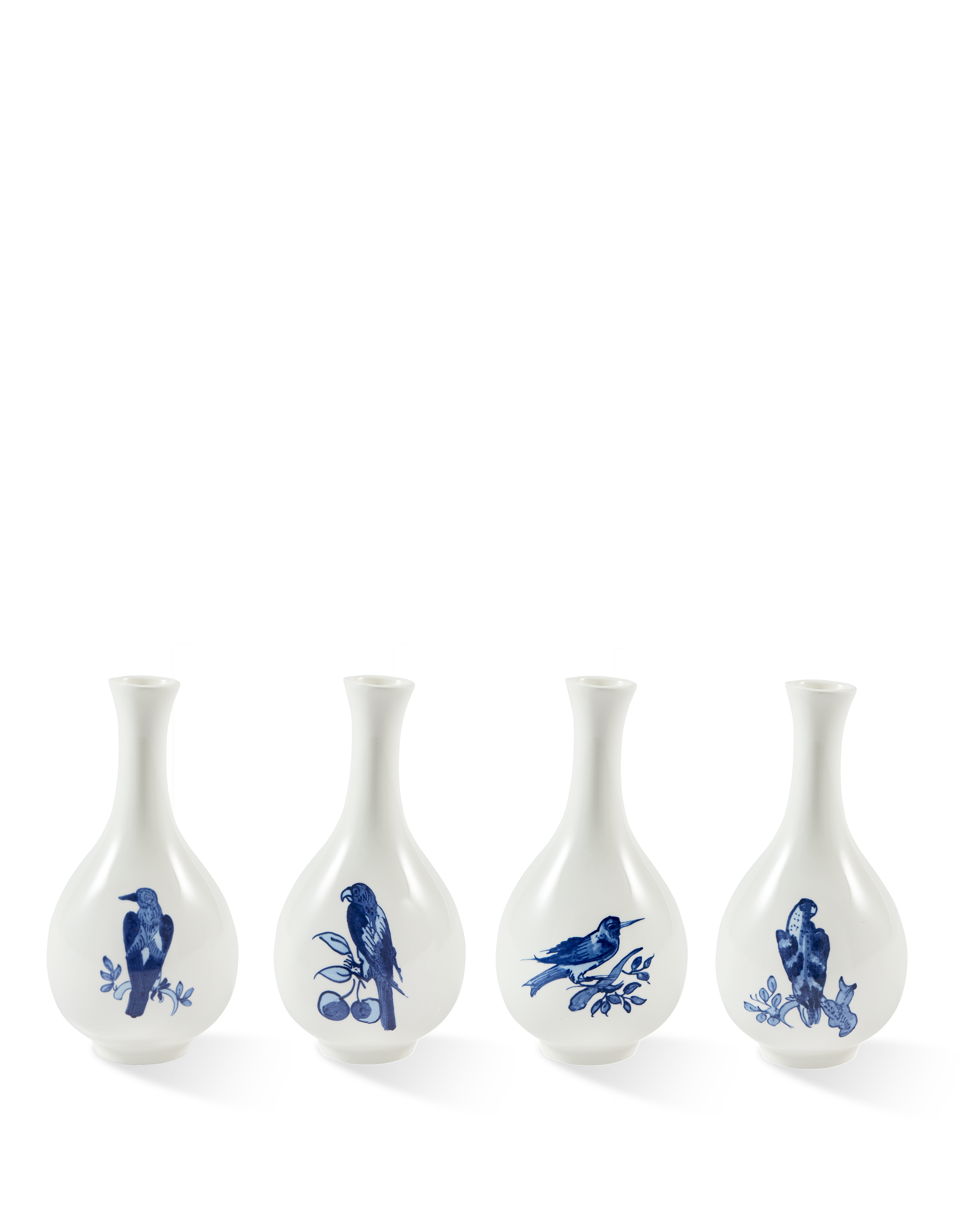 Váza MALÝ PTÁK bílá se žlutou a modrou