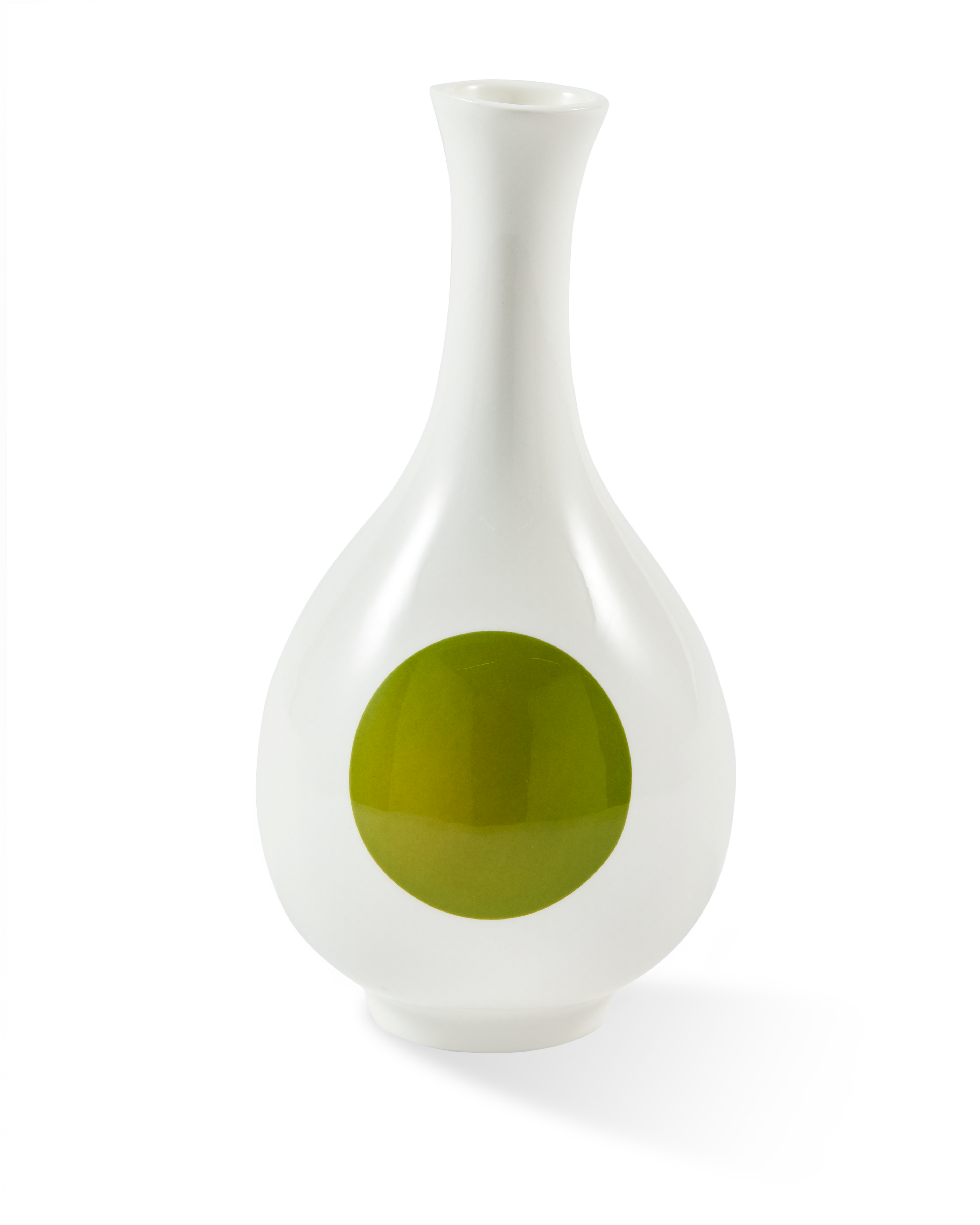 SMALL BIRD White Vase with Olive and Blue