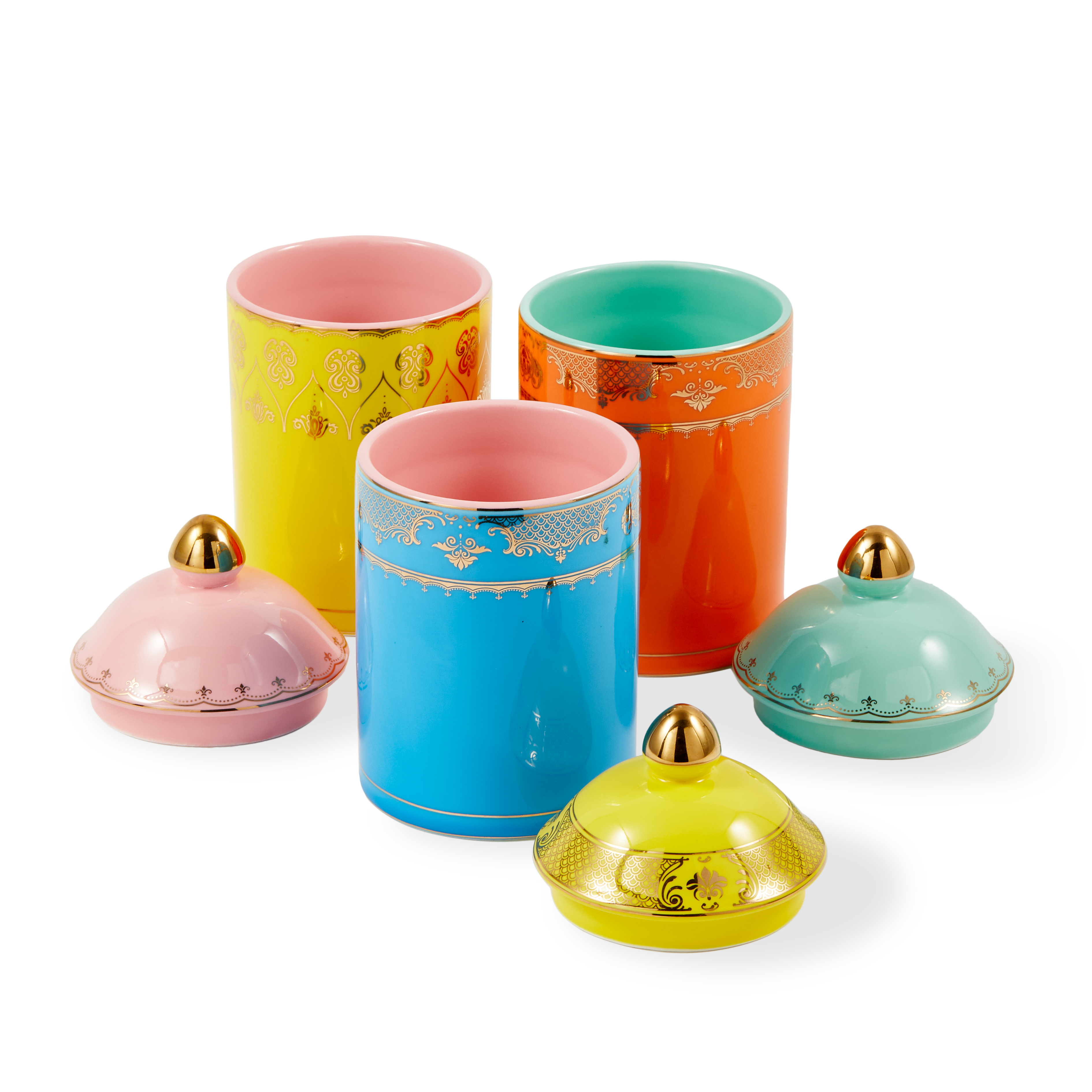 Porcelánový džbán DĚDEČEK žlutý s růžovým